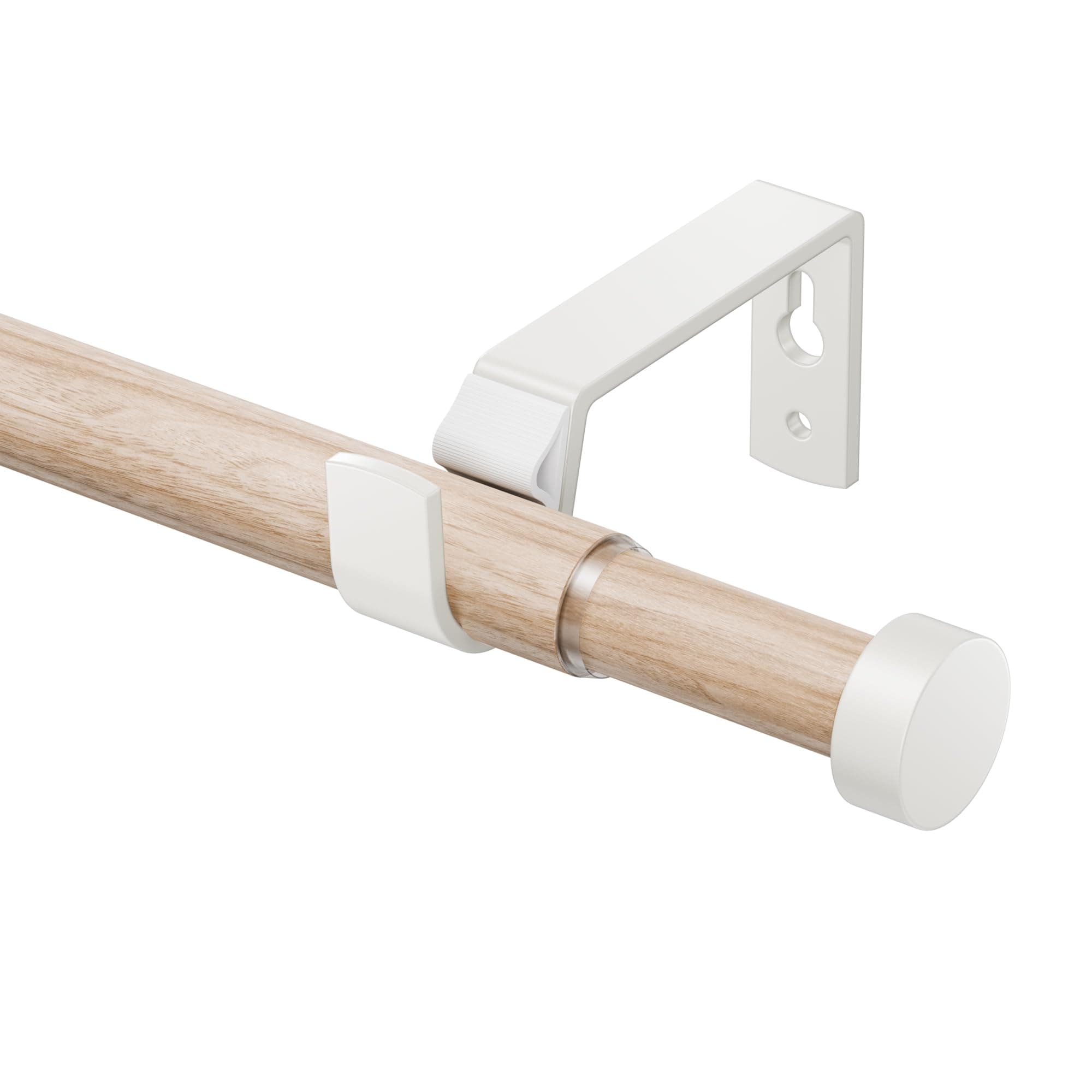 Tringle Rideau Grain de Bois 76-280 CM, Tringle Rideau Extensible de 19 MM avec Embout Blanc, Tringle a Rideaux MéTalliques pour Rideaux à œIllets, DéCorations éLéGantes pour Balcons, Cuisines, Salons