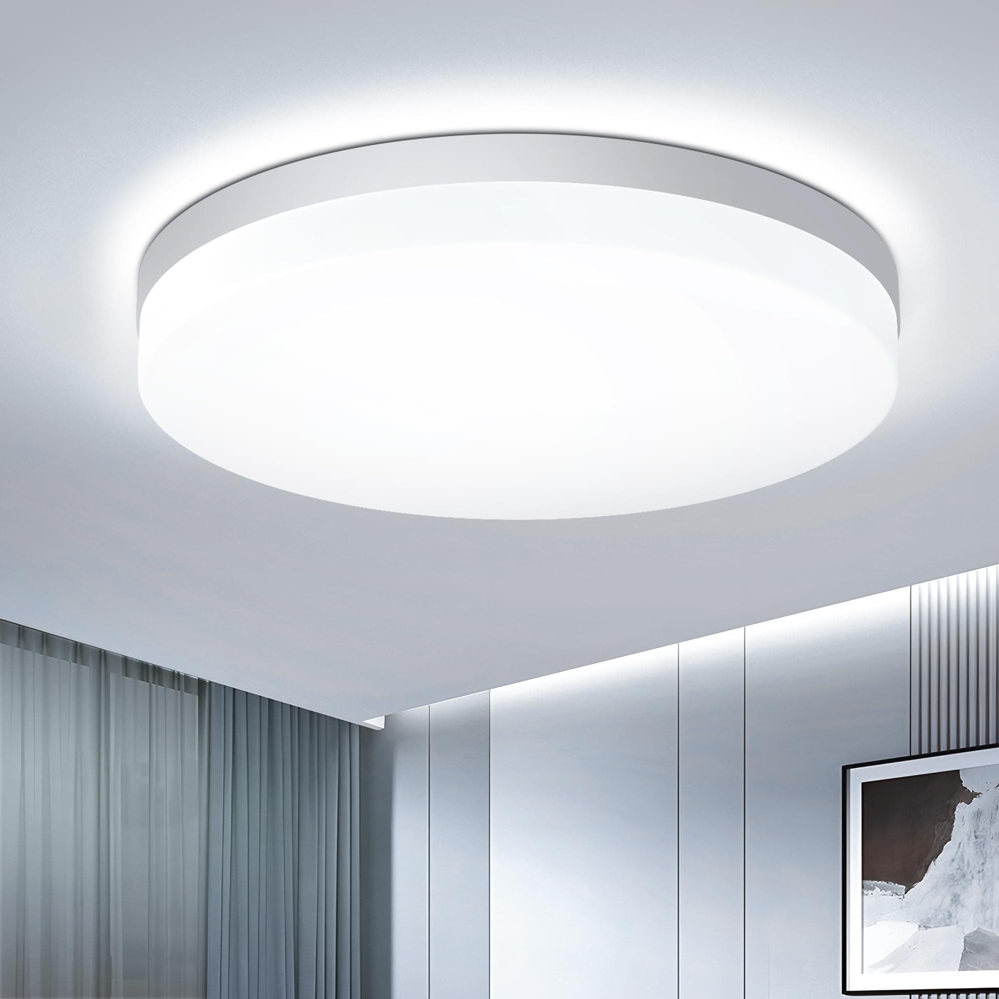 EASY EAGLE Plafon LED Techo, 48W 4800LM 6500K Lámparas de Techo, IP44 Ø30cm Blanco Downlight Plafones para Techo Cocina Pasillo Baño Sala