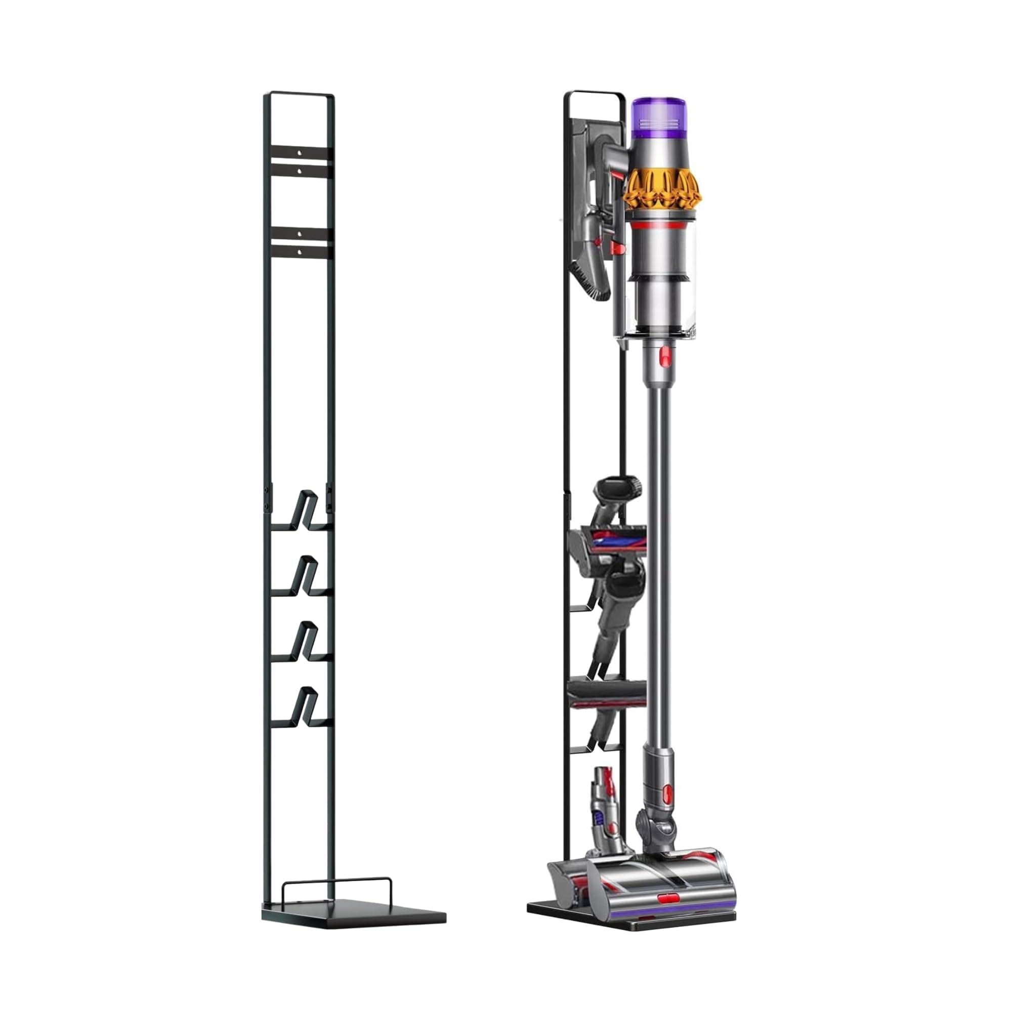 MORANGO Organizzatore Aspirapolvere Dyson, Metallo, Compatibile con Dyson V15 V12 V11 V10 V8 V7 V6 - DC58/ DC59/ DC62/ DC74. Supporto per il Pavimento, senza Forare la Parete. Staffa Verticale.