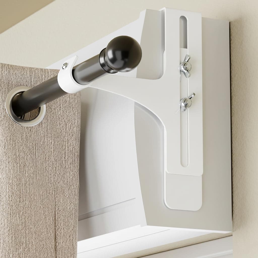 saffruff Lot de 2 Supports de Tringle à Rideaux sans perçage, Support Rideau Coffre volet Roulant, métallique et Durable, Ø20-28 mm, Tringle Rideau sans perçage Coffre volet Roulant, Blanc