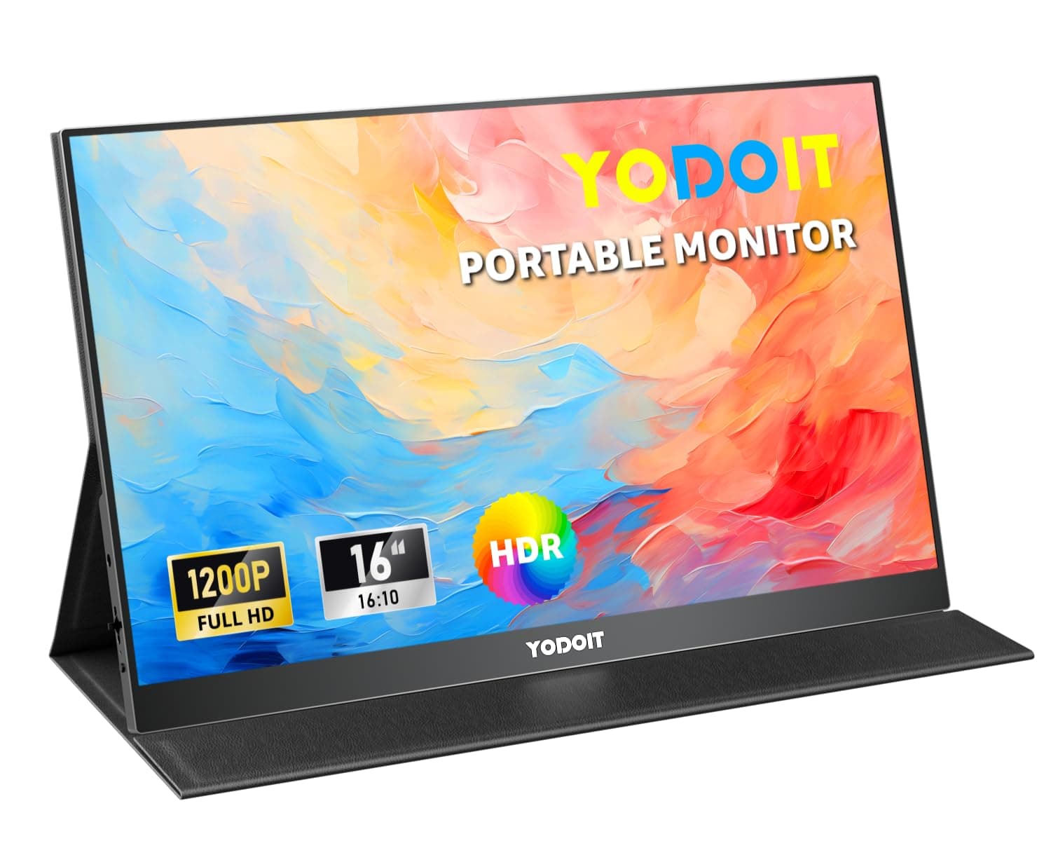 Yodoit Monitor Portatile da 16" con schermo FHD 1920×1200, display IPS con porta USB Type C e altoparlanti integrati con Smart Cover Monitor compatibile con PC, laptop, MacBook, Xbox