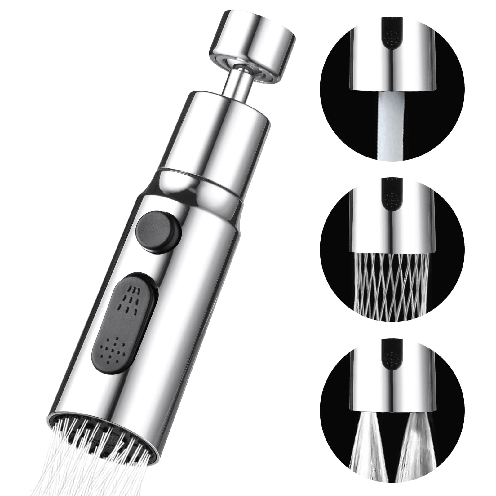 OSDUE Kit Aeratore, Rubinetto da Cucina Testa a Spruzzo, 360 ° Girevole Lavello Rubinetto Gorgogliatore, G1/2 Filtro Per Risparmio Idrico, Modalità Stream/Modalità Spray/Modalità Doppio Getto D'acqua