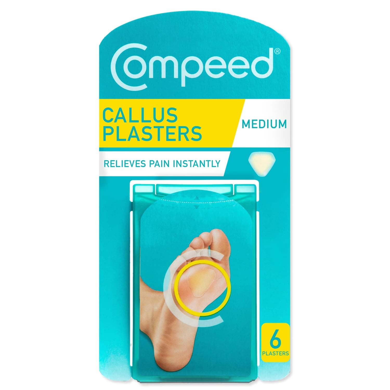 Compeed Hornhautpflaster Medium – Hydrokolloid-Pflaster gegen starke Hornhaut an den Füßen, 6 Pflaster