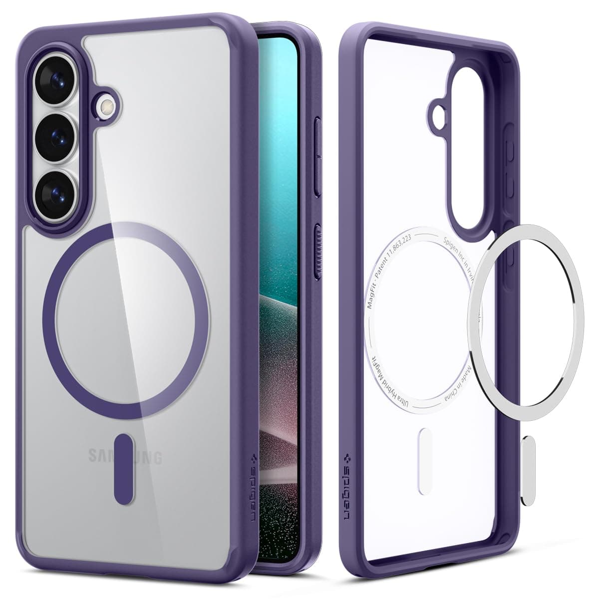 Spigen Ultra Hybrid MagFit für Samsung Galaxy S26 Hülle [Anti Vergilbung] Case Handyhülle Transparent Kompatibel mit MagSafe -Deep Purple