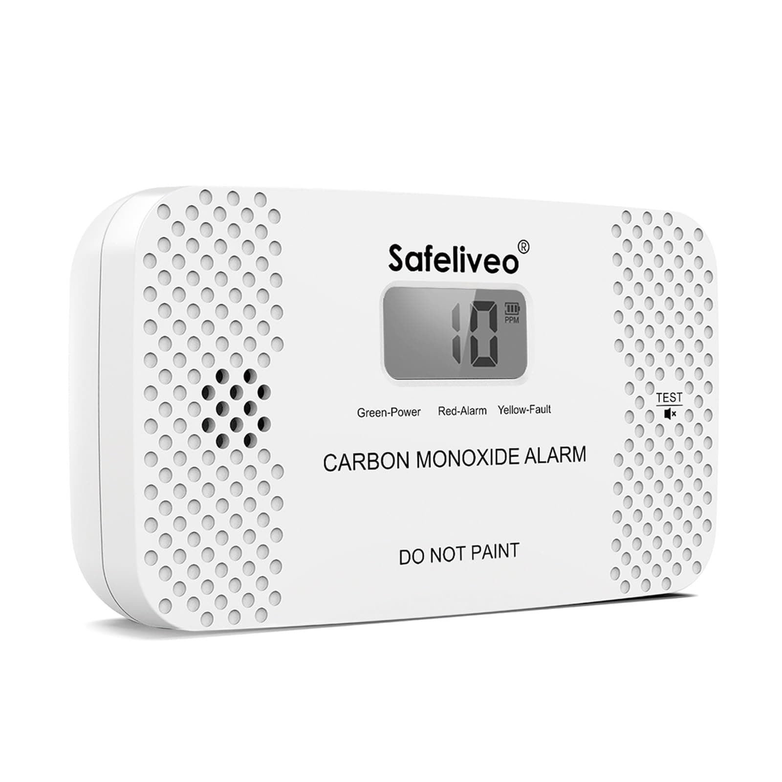 Safeliveo Rilevatore di Monossido di Carbonio con Schermo LCD, Sensore CO con Batteria Sostituibile, Pulsante Test e funzione Mute,Rilevatore Monossido Portatile per Casa,Viaggio, EN 50291 (1 pezzo)