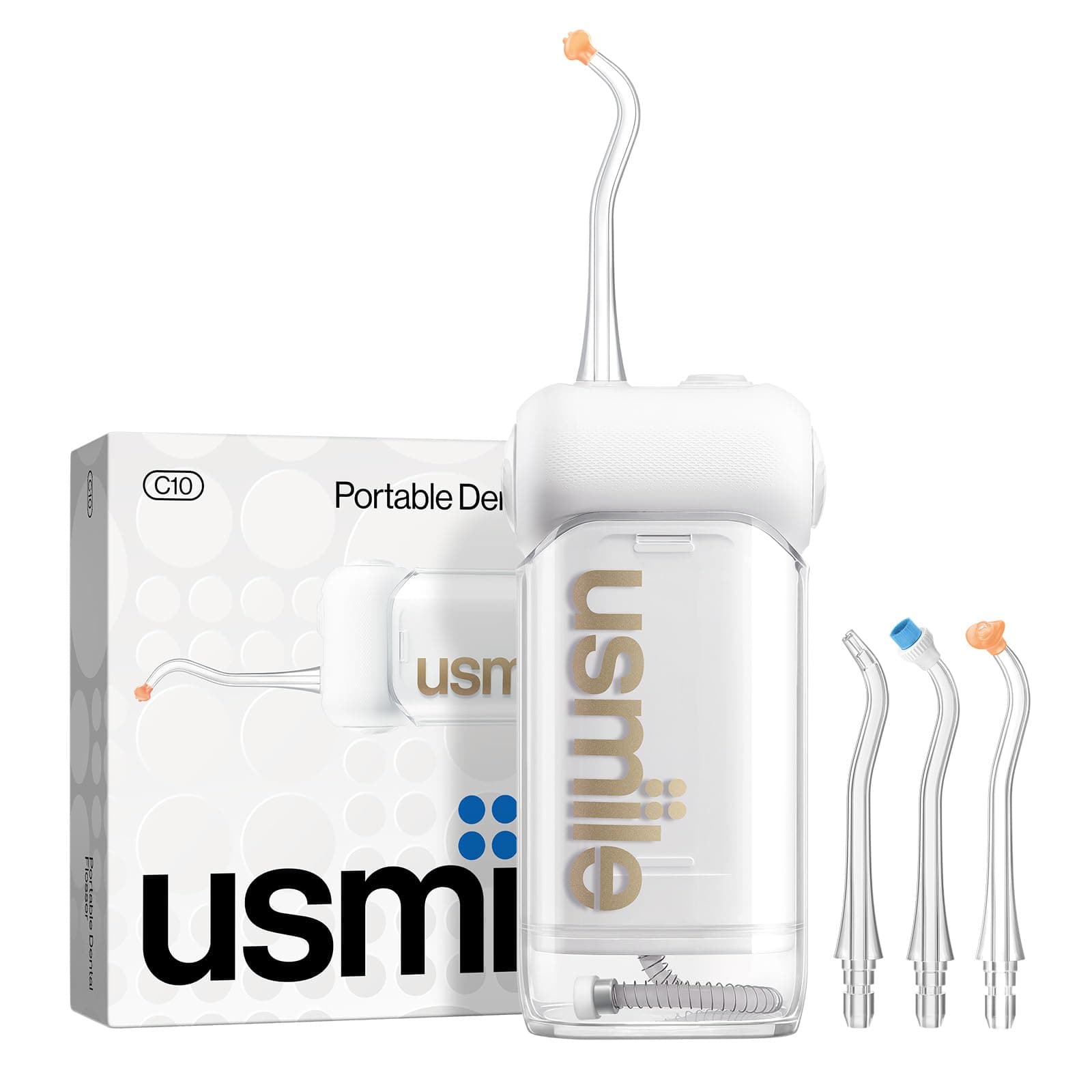 usmile Irrigador bucal portátil C10 - 95 días de batería, 4 modos de limpieza, 180 ml, IPX7 resistente al agua, ideal para viajes, aparatos ortopédicos, implantes y encías