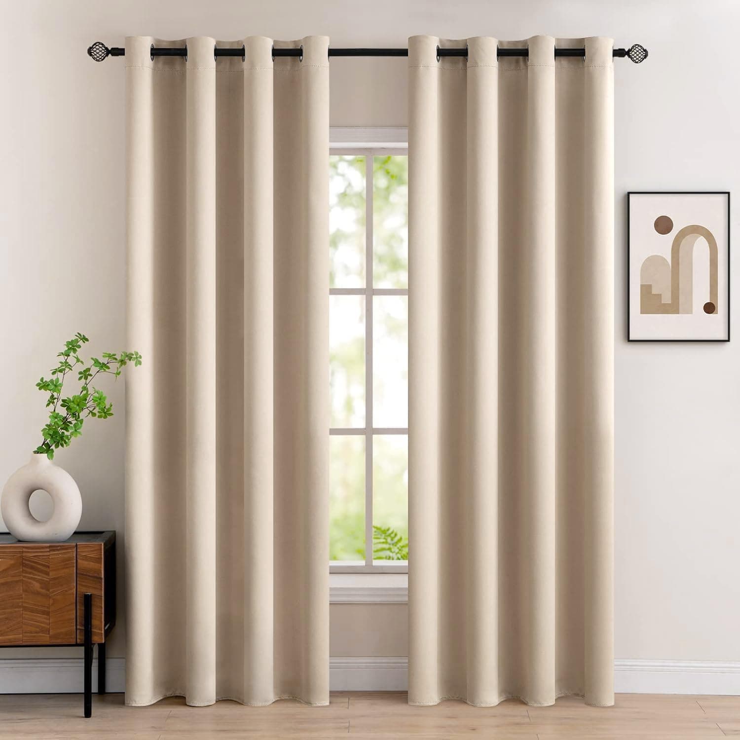 MIULEE Verdunklungsvorhänge Dunkelbeige Vorhänge Blickdicht 2er Set 260 cm Lang, Modern Gardinen Ösen Abdunkelnde Vorhänge Wohnzimmer Schlafzimmer, Fenster Gardine Verdunkelung Thermovorhang