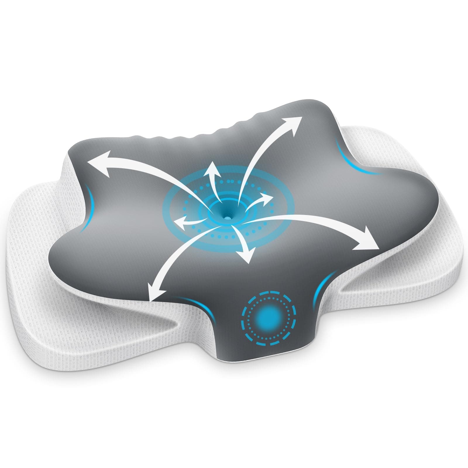 Ehomfory Almohada Cervicales y Cuello, Transpirable Almohada Cervical de Espuma Viscoelástica, 2 en 1 Almohada Ergonómica para Dormir de Lado, Boca Arriba y Boca Abajo