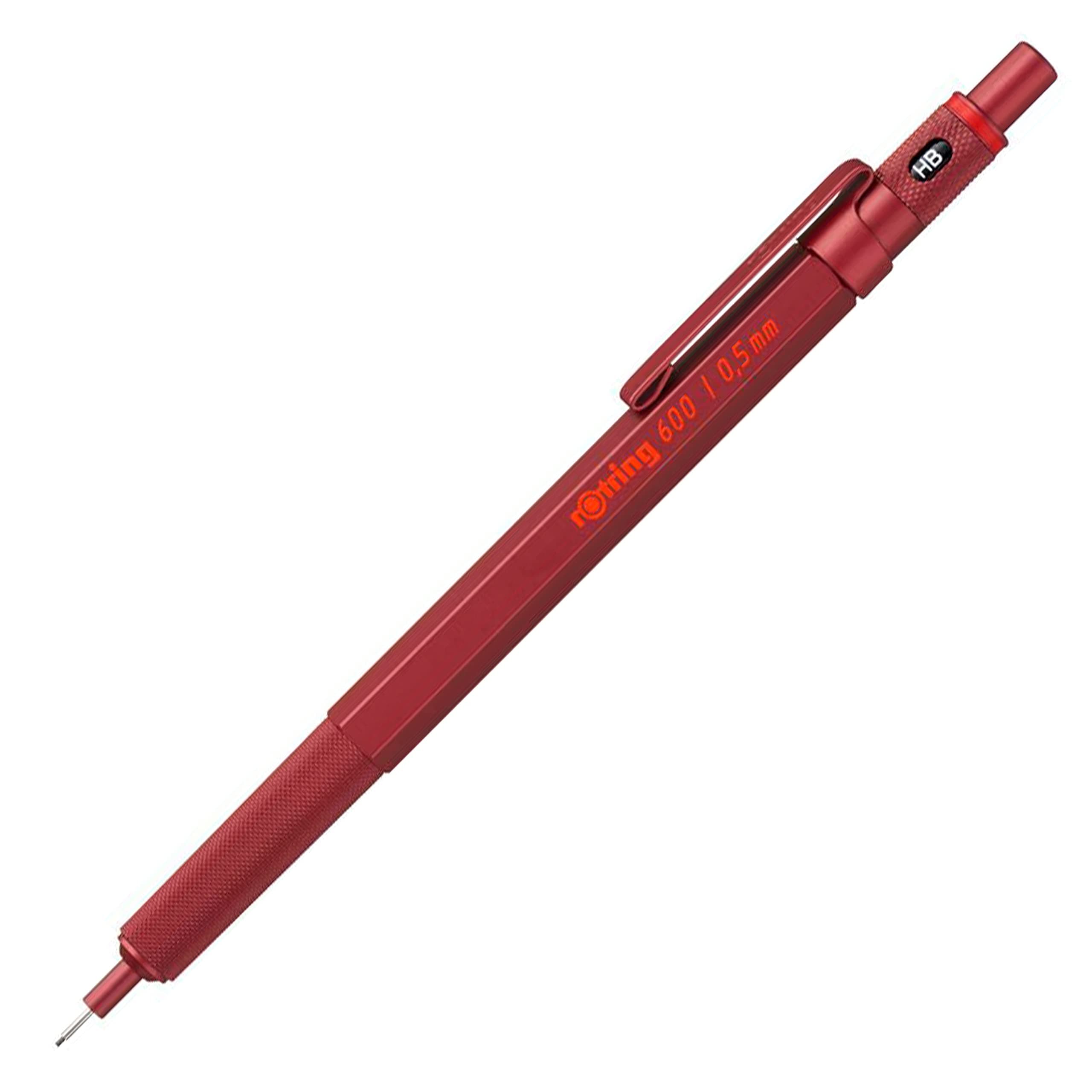 rOtring 600 Druckbleistift | 0,5 mm | Rot | Ergonomisches Vollmetallgehäuse