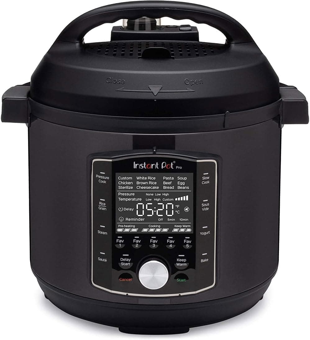Instant Pot Pro Olla a Presión Eléctrica Multifunción 10 en 1, Cocción Lenta, Arrocera, Vaporera, Yogurtera, Sartén para Saltear, Esterilizador y Al vapor – Acero Inoxidable, 1200 W – 5,7 L, Negro