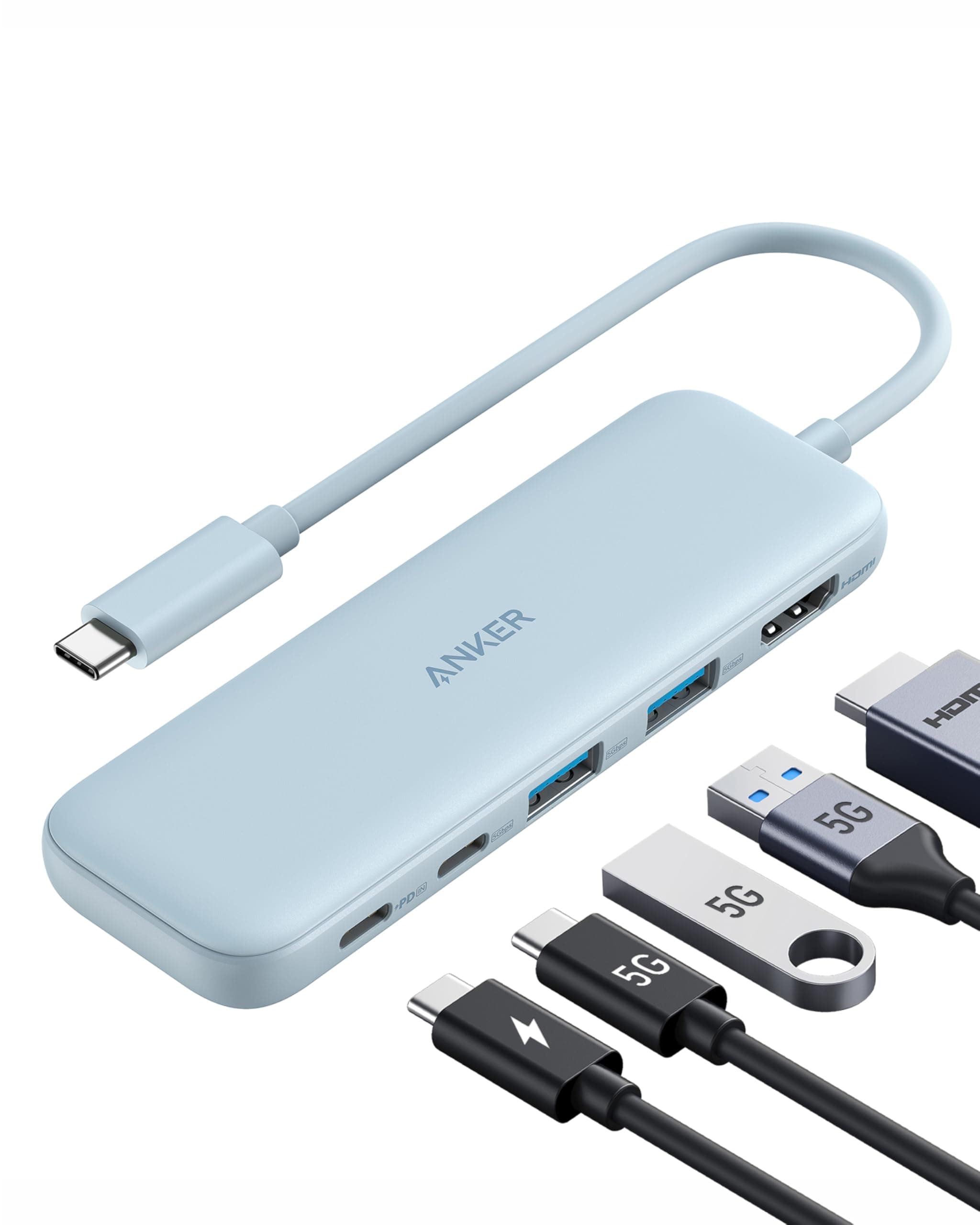 Anker USB C Hub, 332 USB-C Hub (5-in-1) mit 4K HDMI Display, 5Gbps Datenanschluss und 2 USB-A Ports für MacBook Pro, Air, Dell XPS, Lenovo Thinkpad, HP Laptops Mehr