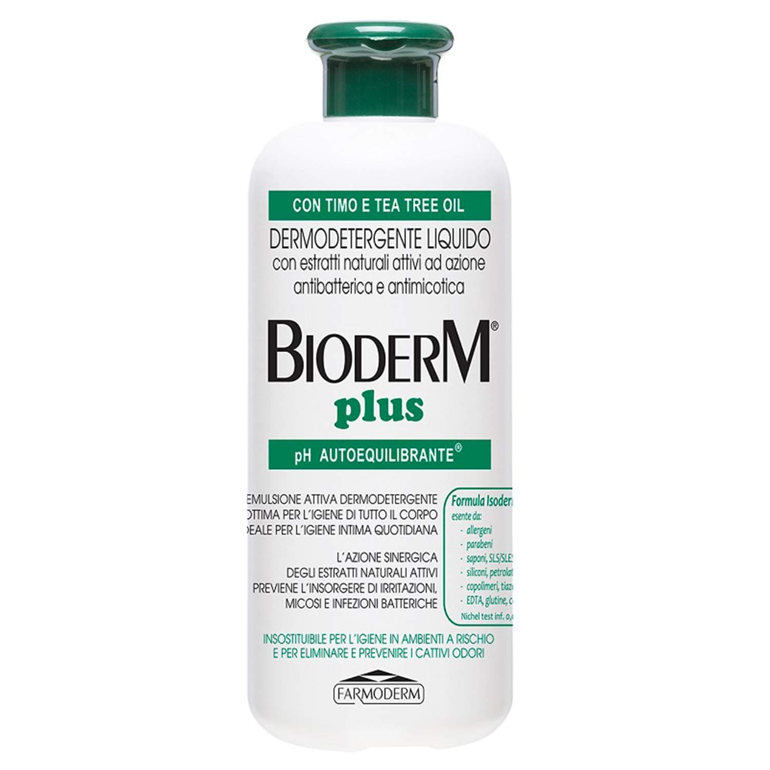 Bioderm Plus Dermodetergente Antibatterico Arricchito con Timo e Tea Tree Oil 500 ML - Detergente Intimo - Delicato per il Corpo per Adulti, Anziani, Incontinenti e Disabili