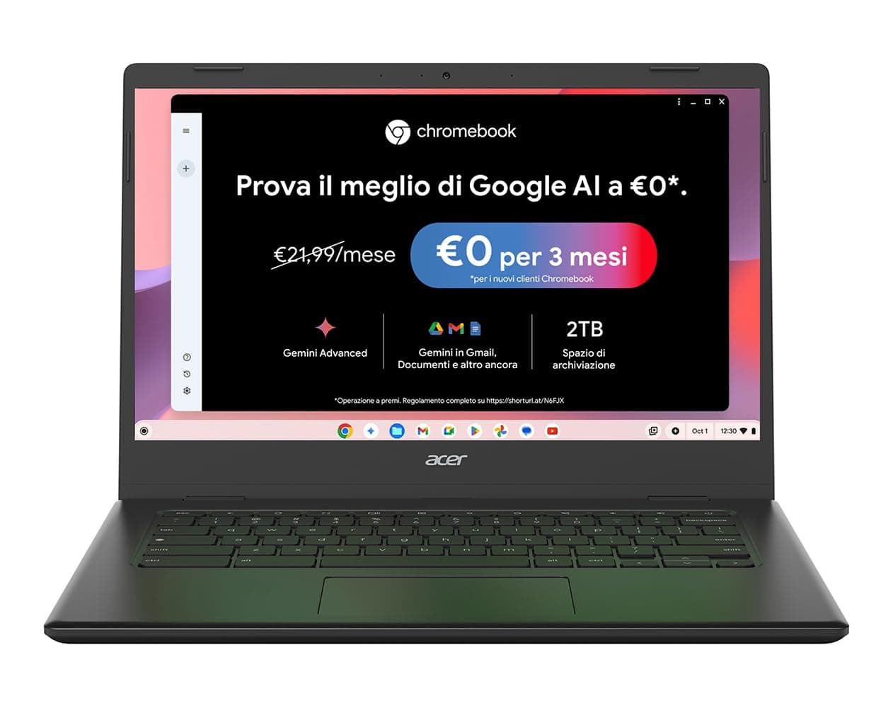 acer Chromebook 314, Ram 4 GB DDR4, eMMC 128 GB, Display 14" FHD, CBOA314-1H-C4ZG, Notebook, PC Portatile, Processore Intel Celeron N4500, Scheda Grafica Intel UHD, ChromeOS, Nero, 15.6"