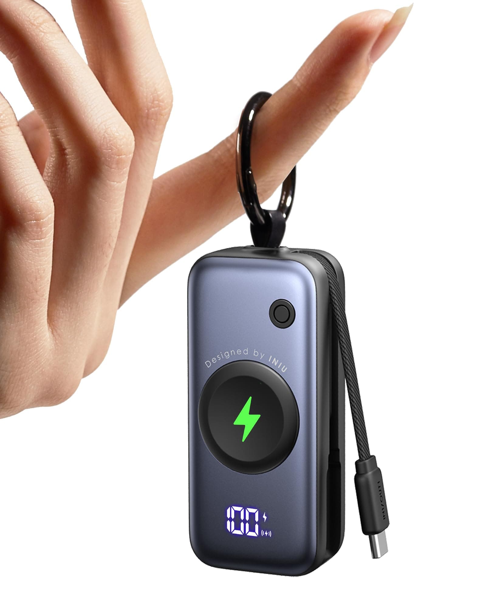 INIU Power Bank, Mini Powerbank für Apple Watch and iPhone mit USB-C Kabel, 5000mAh 20W Tragbare Externe Handyakkus, Uhrenständer Reise Gadgets Flugzeug für Apple Watch Ultra 11 10 9 SE, iPhone 17 16