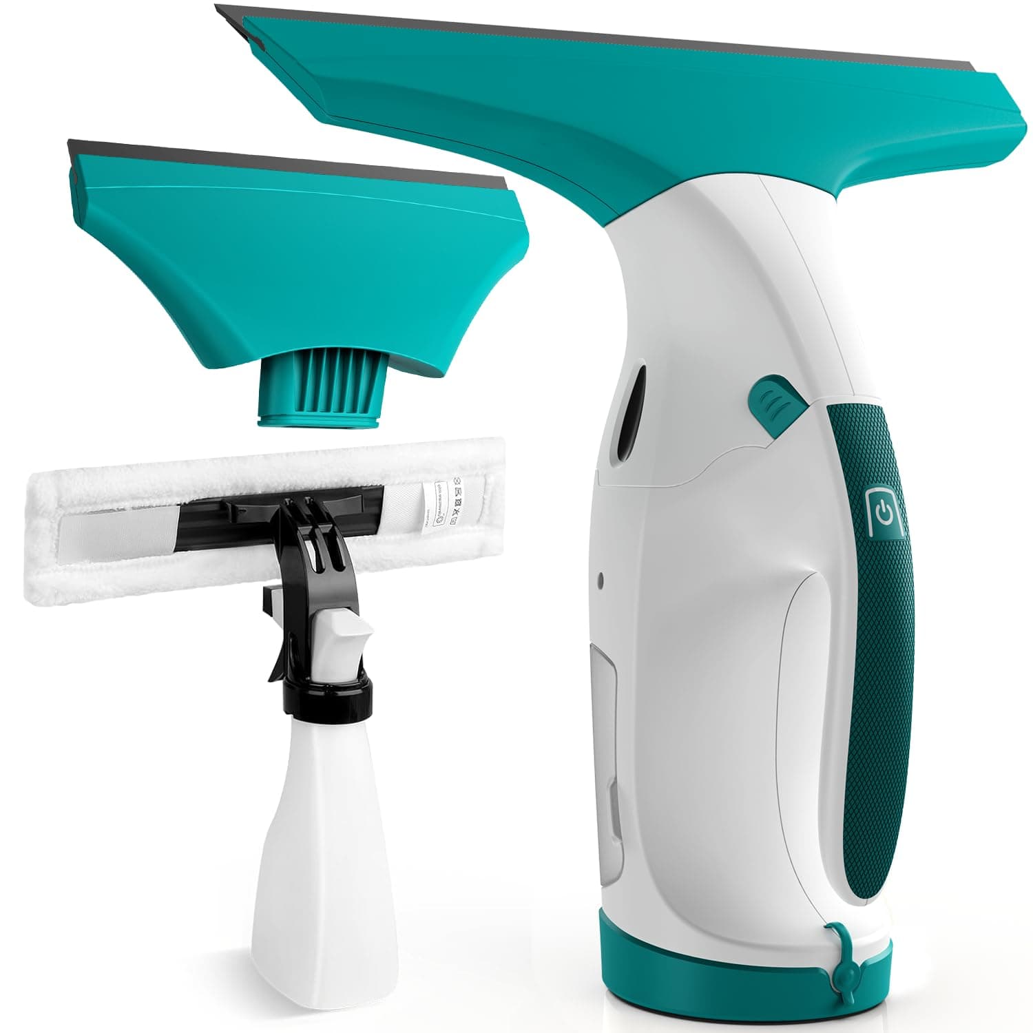 EAVE Nettoyeur Vitre, Kit Lave Vitre Amélioré avec Raclettes de 17cm & 28cm, Laveur de Vitre Sans Fil avec 40min d'Autonomie & Réservoir de 270ml, Adapté aux Fenêtres, Miroirs, Salle de Bain,WC09 (WH)