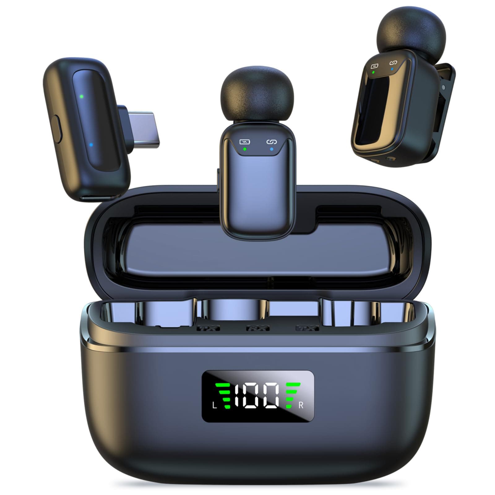 Micrófono Lavalier inalámbrico para iPhone, iPad, mini micrófono para transmisión en vivo, grabación de video, teléfono Android, computadora, entrevistas al aire libre o interior, YouTube, Vlog