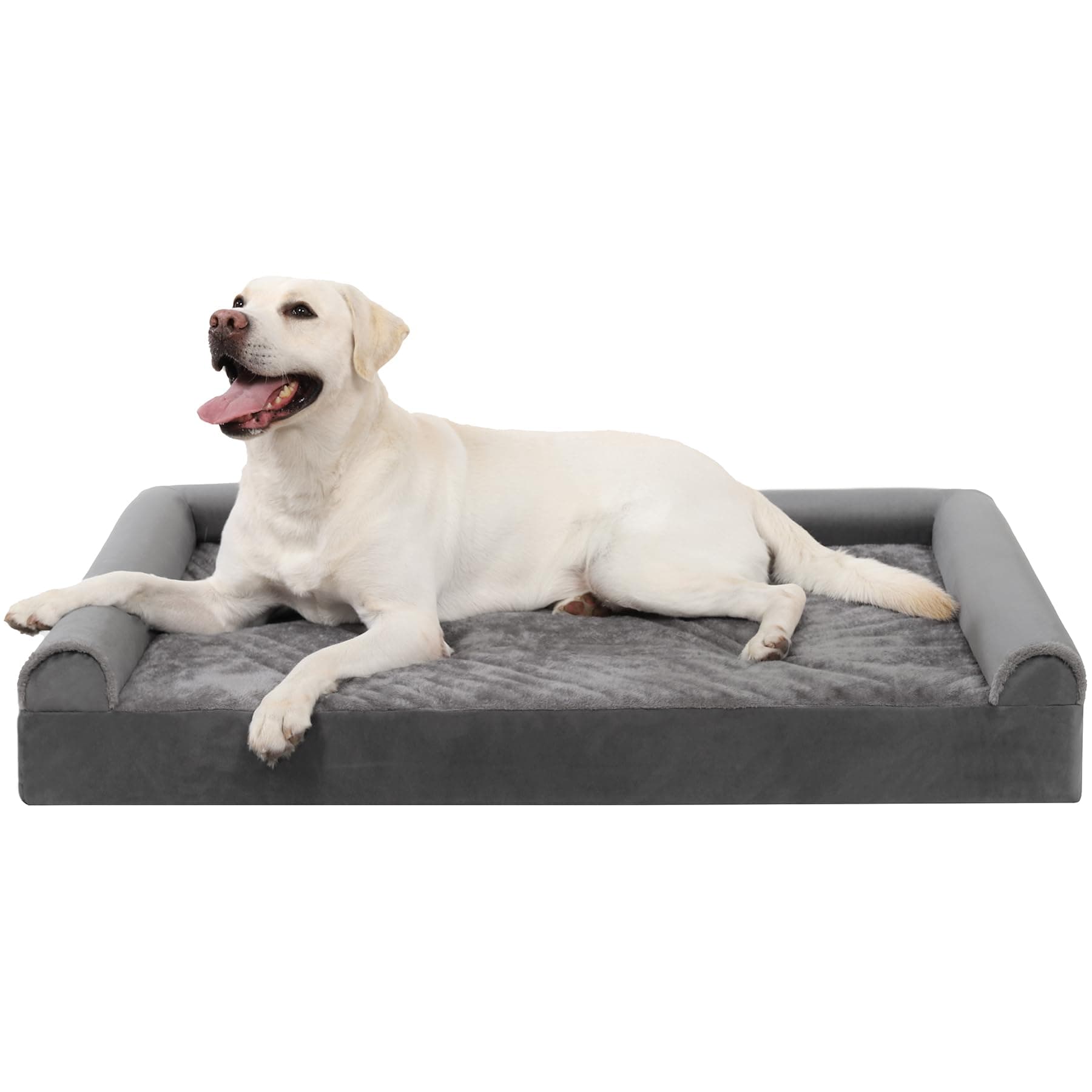 KSIIA Cama Perro Grande XXL 121x76x18cm Cama Ortopédica para Perros Grandes Sofá para Perros Lavable y Desenfundable, Gris
