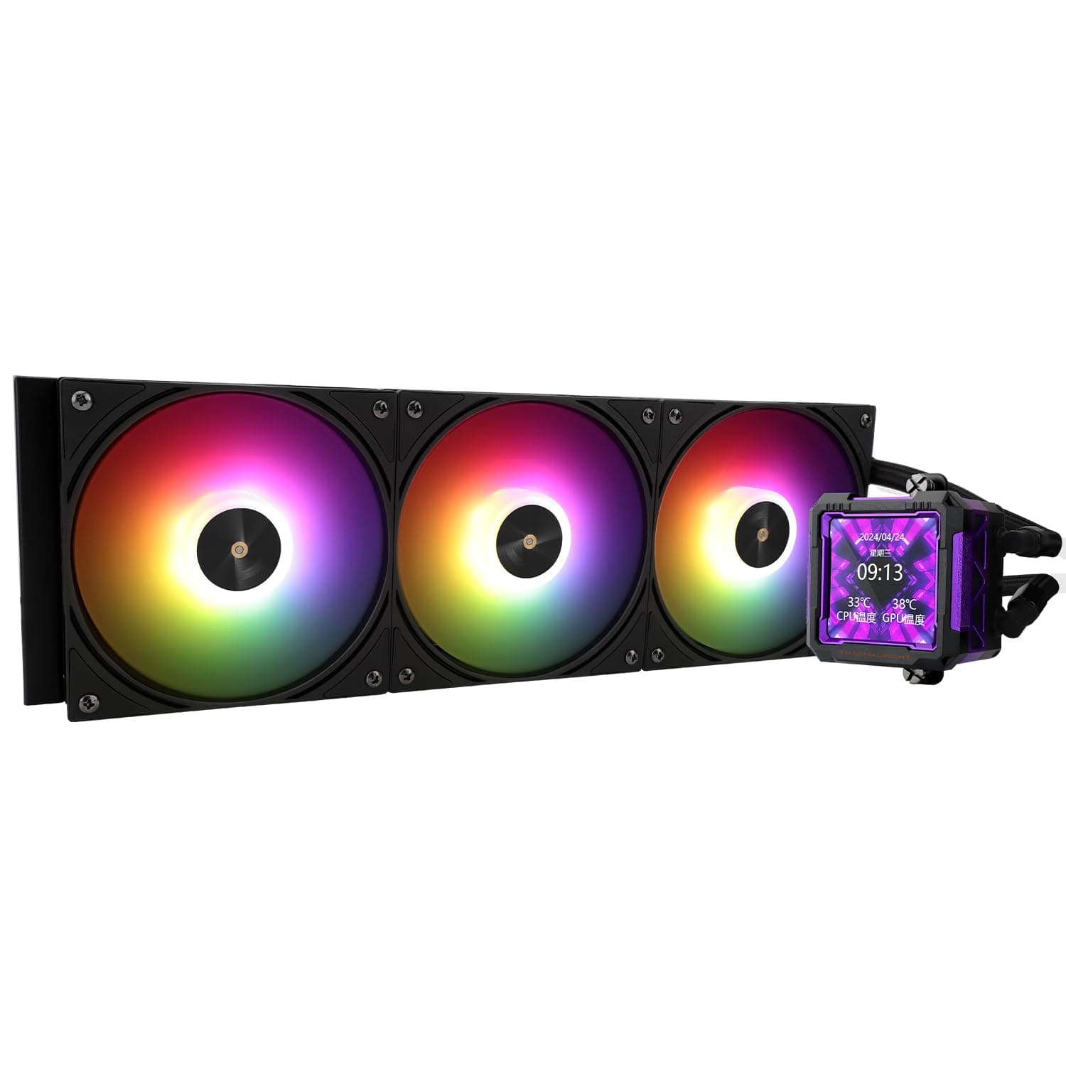 Thermalright FW PRO 360 ARGB Noir 360 mm AIO Refroidisseur liquide pour processeur, écran LCD IPS 2,73" avec résolution 320 x 320, pour AM4/AM5/Intel LGA1700/1851/115X/1200