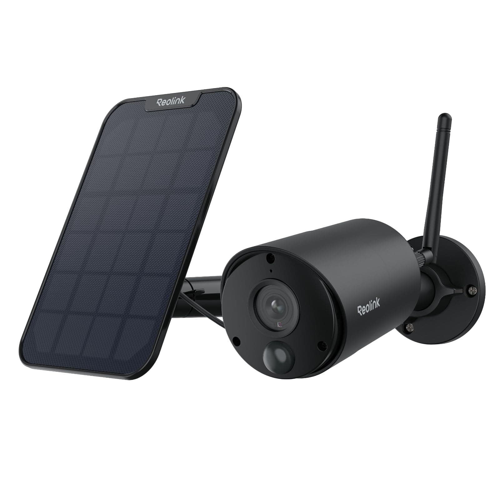 Reolink 5MP Camera Solaire Exterieur WiFi sans Fil, Vision Nocturne IR, Audio Bidirectionnel, Détection Personne/Véhicule/Animal, Argus Eco Noir+Panneau Solaire