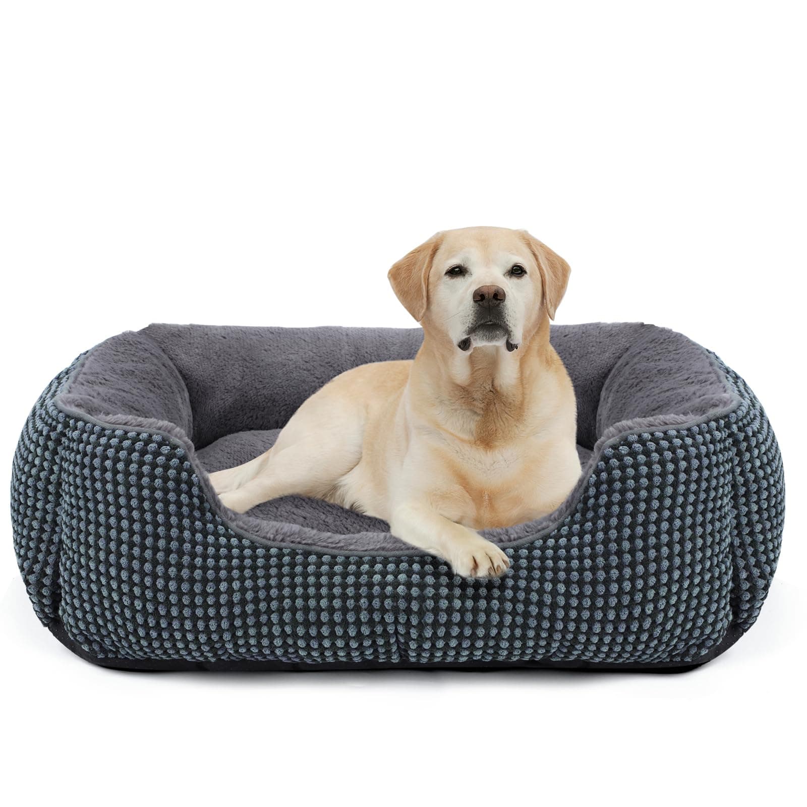 FURTIME Panier pour Chien Moyen Taille, Lit Chien Lavable Duveteux, Antidérapant Coussin Anti-anxiété pour Moyen Grande Chiens et Chats, 76x61x23cm