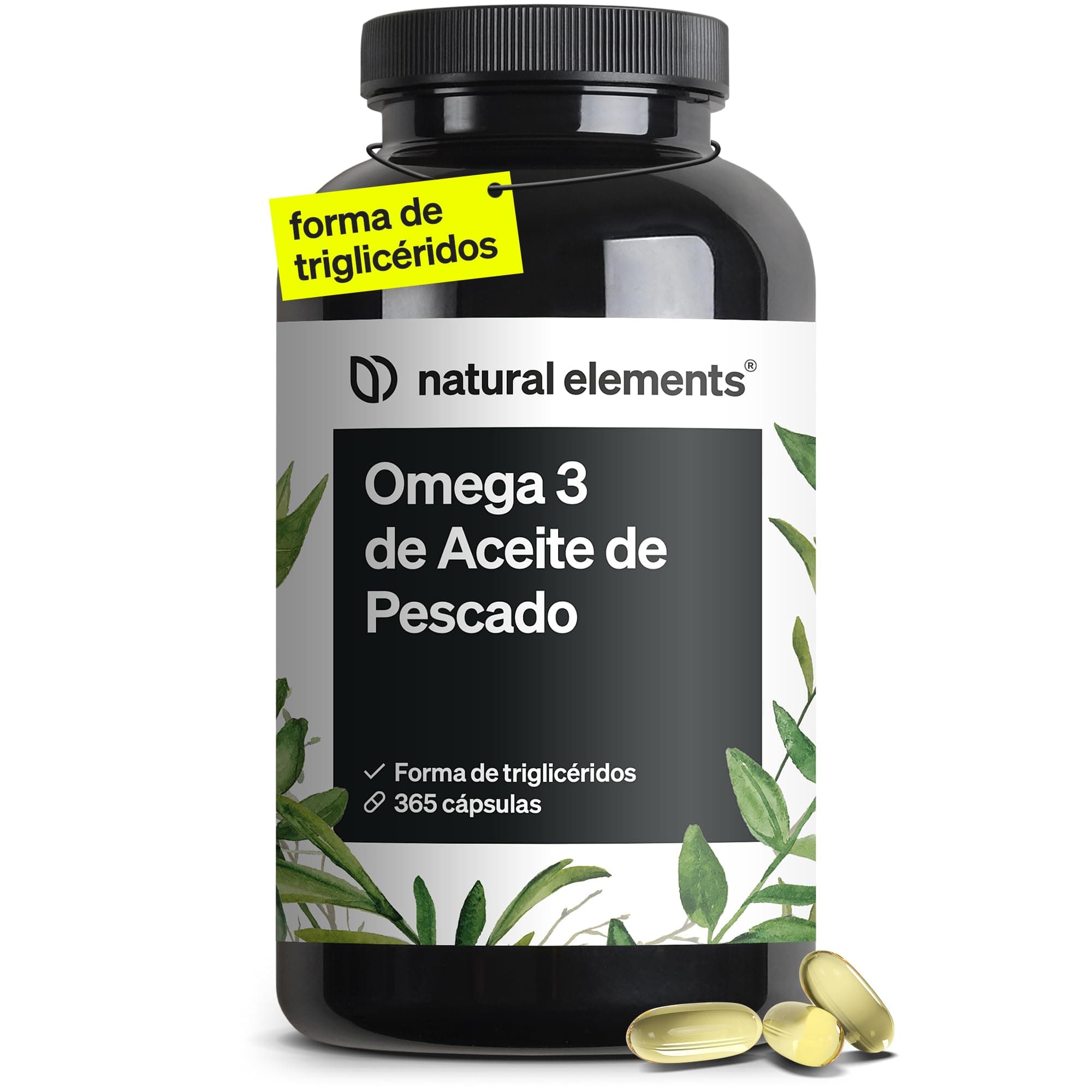 Omega 3 2000mg por dosis diaria - 365 cápsulas de Omega-3 - Máxima concentración de DHA 240mg y EPA 360mg - Probada en laboratorio y fabricada en Alemania