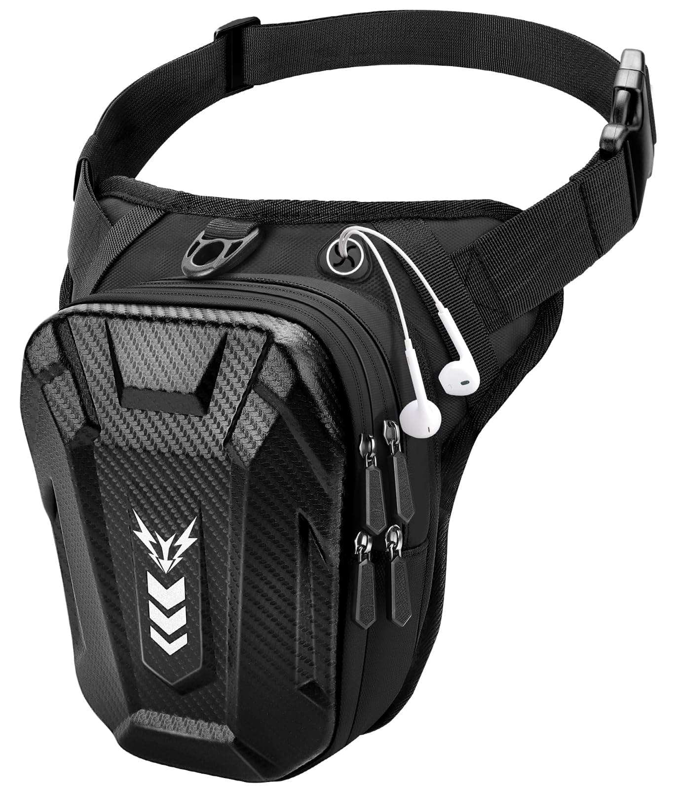 Rolgno Bolsa Pierna Moto, Amplia Capacidad Riñoneras Pierna Hombre Mujer, Duradero Bolsa de Alforja para Moto con Correa de Pierna Ajustable & Tira Reflectante, para Ciclismo Pesca Camping Deporte