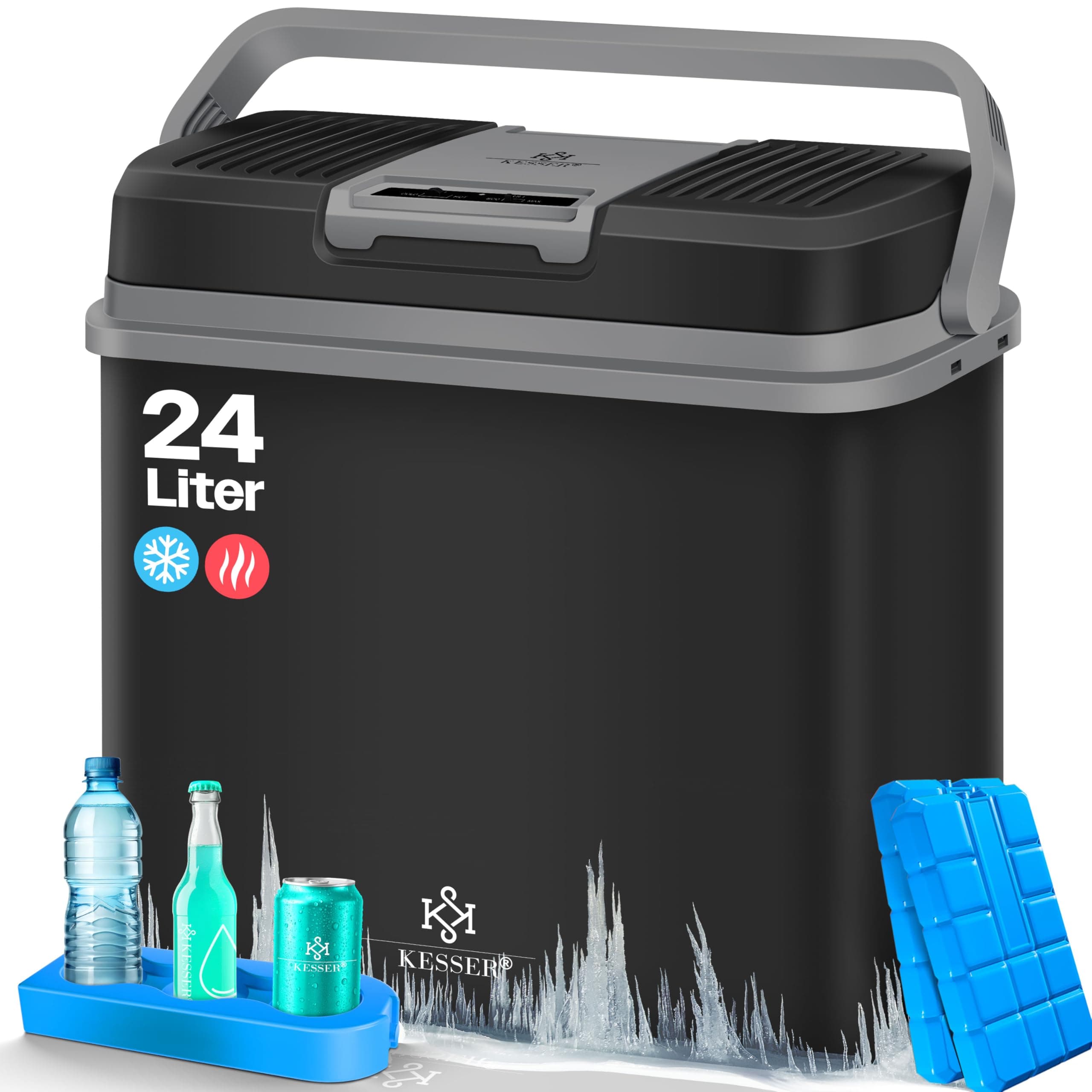 KESSER® 24 Liter Kühlbox | KÜHLT und WÄRMT | Thermo-Elektrische Kühlbox 12 Volt und 230 Volt | Thermobox für Auto, Boot & Camping | Mini-Kühlschrank mit ECO & MAX Modus |