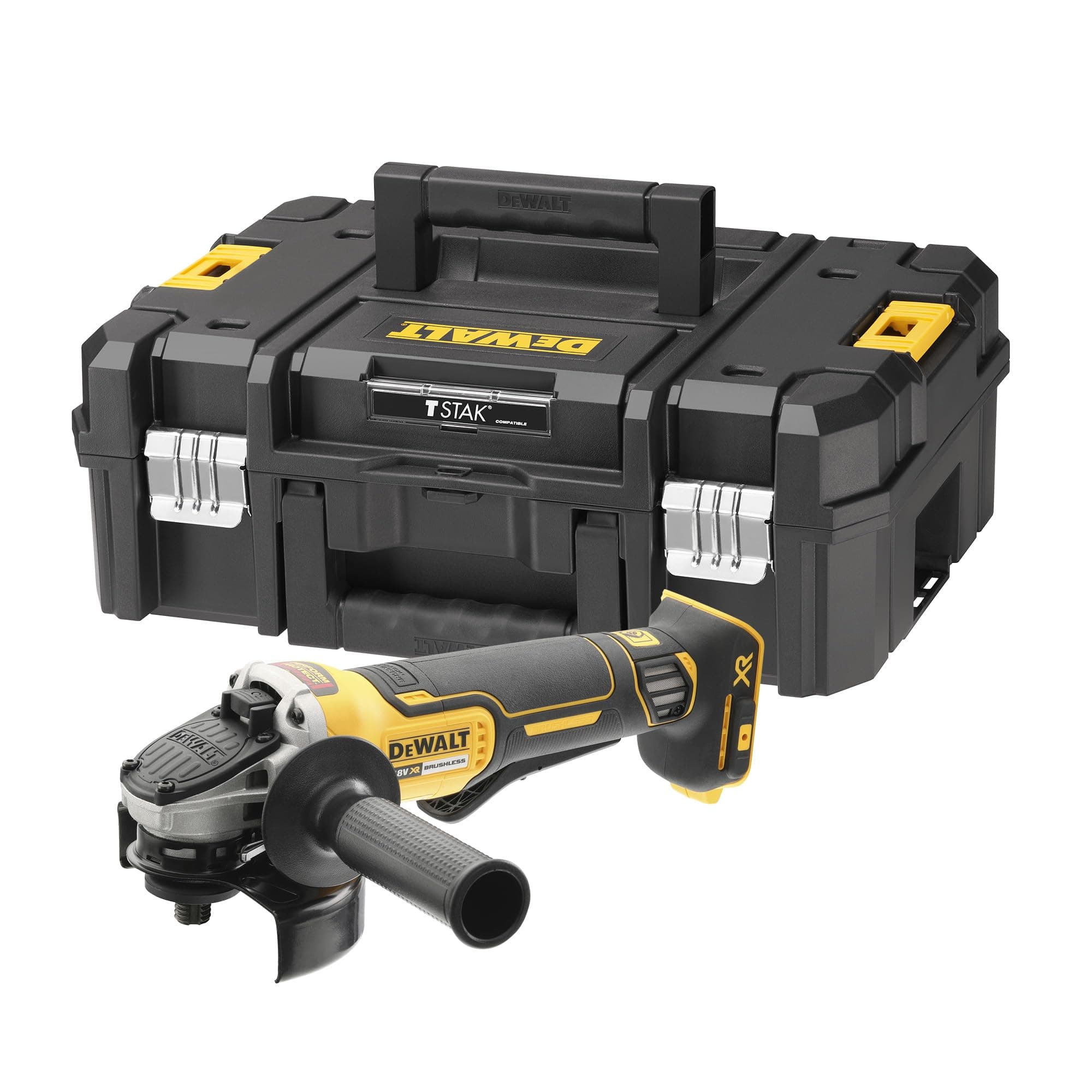 DEWALT Smerigliatrice angolare a batteria 18V XR Brushless 125mm con interruttore a paletta - Solo utensile in TSTAK, DCG406NT-XJ