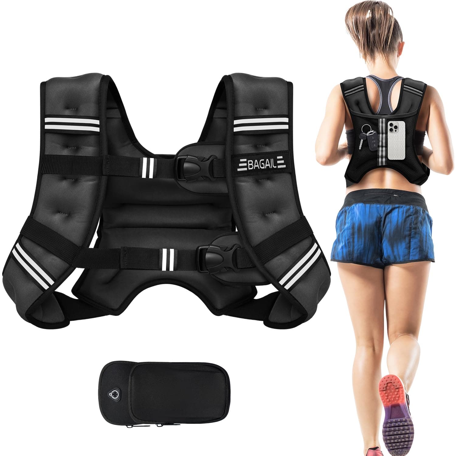 Bagail Gilet Appesantito Per l'Allenamento Della Forza, Misura Del Busto Regolabile, Comoda Tasca, Gilet Appesantito Con Sabbia di Ferro, Ideale per la palestra, lo yoga e l'aerobica