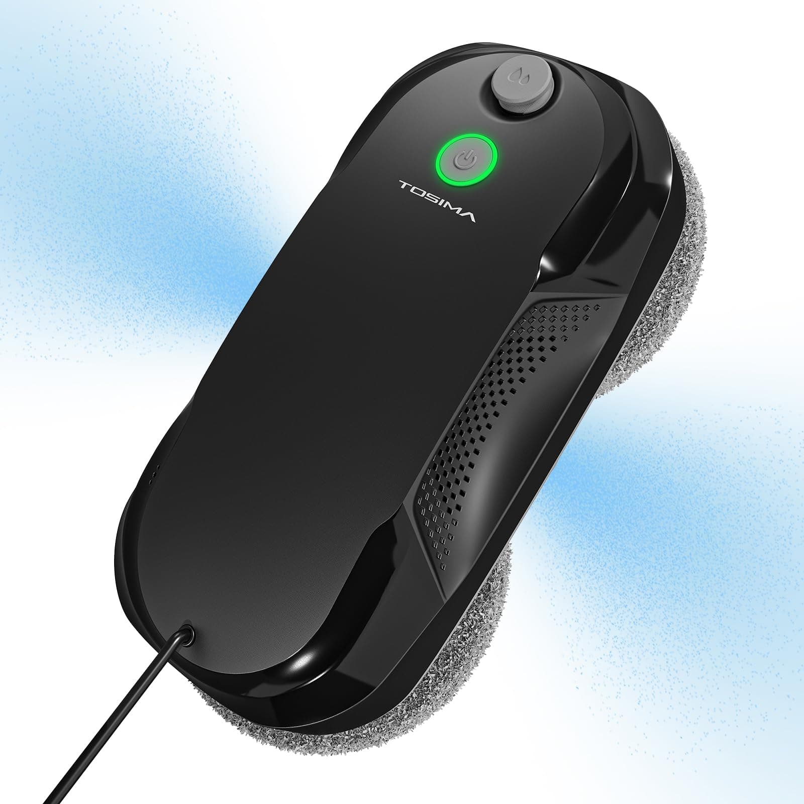 Tosima W5 Robot Nettoyeur de Vitres- avec Double Bec Pulvérisation,Aspiration à Fréquence Variable, Triple Système de Sécurité, Fonction de Détection des Bords, Navigation Intelligente (Noir)