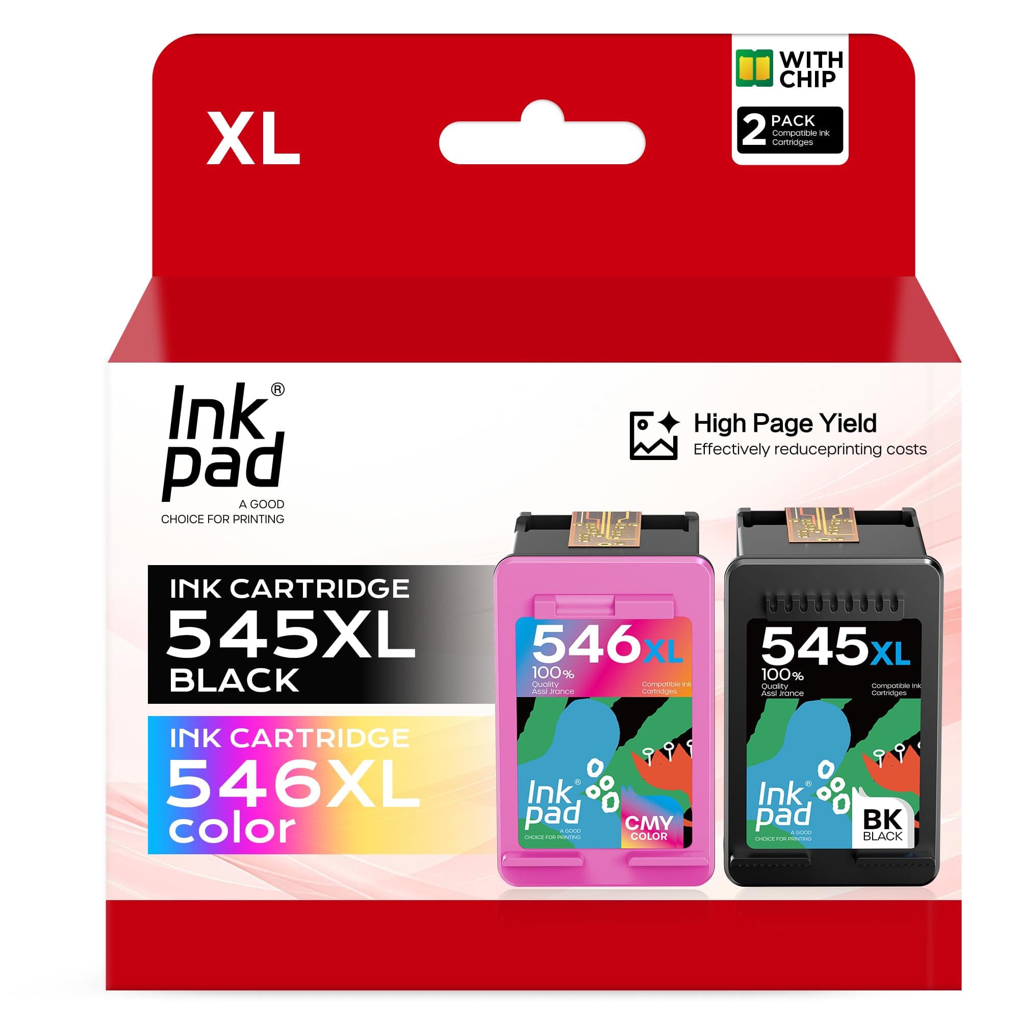 iNKPAD PG-545XL CL-546XL PG545 CL546 XL Cartucho de Tinta para Impresora Canon 545XL 546 XL Cartucho de Tinta para Pixma MX490 MX495 TR4550 TR4551 MG2550s MG2555s TS3150 TS3151 (1 Negro 1 Color)