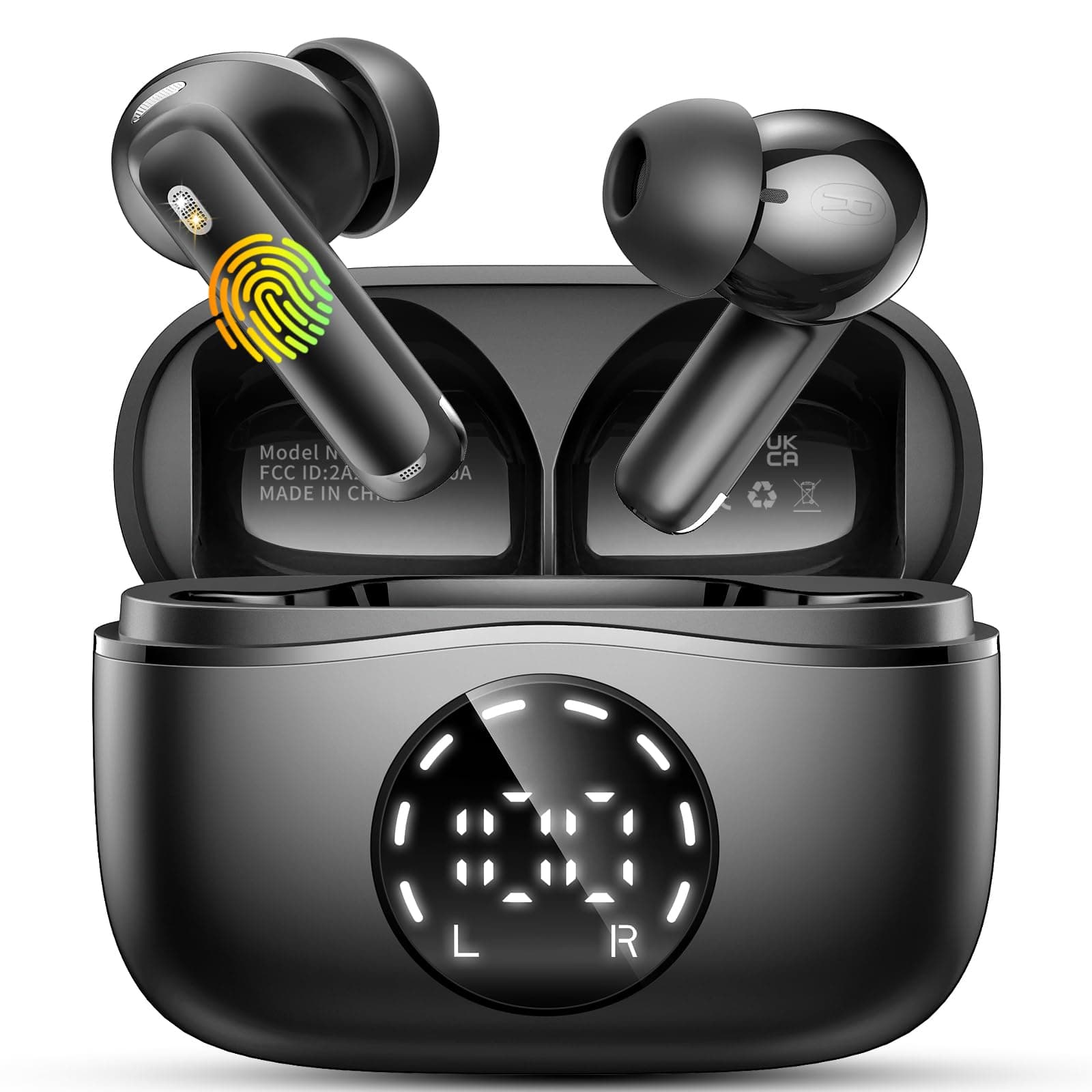 2026 Nuovo Cuffie Bluetooth 5.4, 50 Ore Cuffiette In Ear con 4 ENC Cancellazione Rumore Mics, Auricolari Bluetooth Stereo HiFi, Cuffiette Touch Control, IP7 Impermeabili Cuffie Senza Fili, LED Display