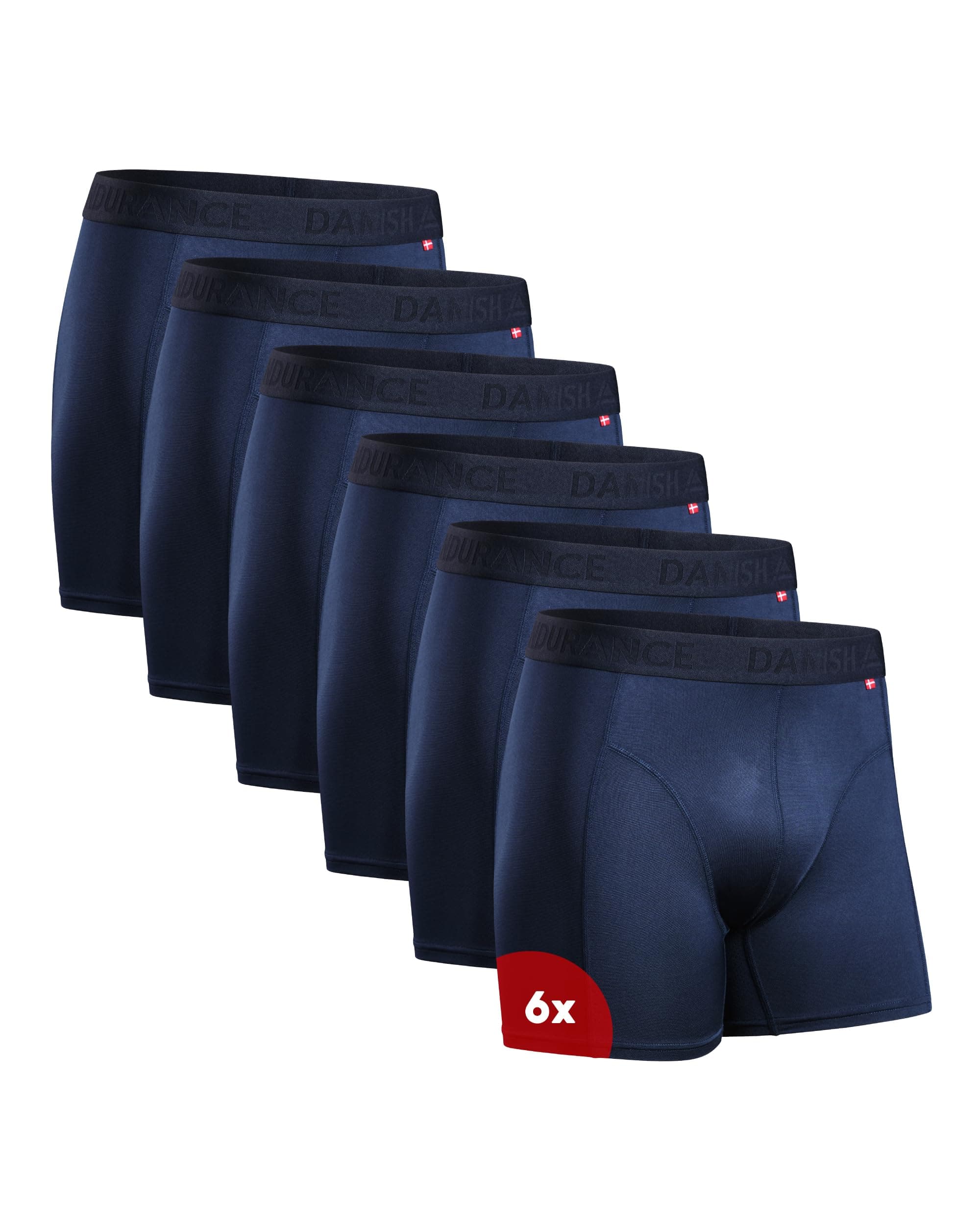 DANISH ENDURANCE 6er Pack Sport Boxershorts Herren, Funktionsunterwäsche, Sportunterwäsche Herren, Elastisch, Geruchsneutral & Atmungsaktiv, Mit regulärem oder langem Bein
