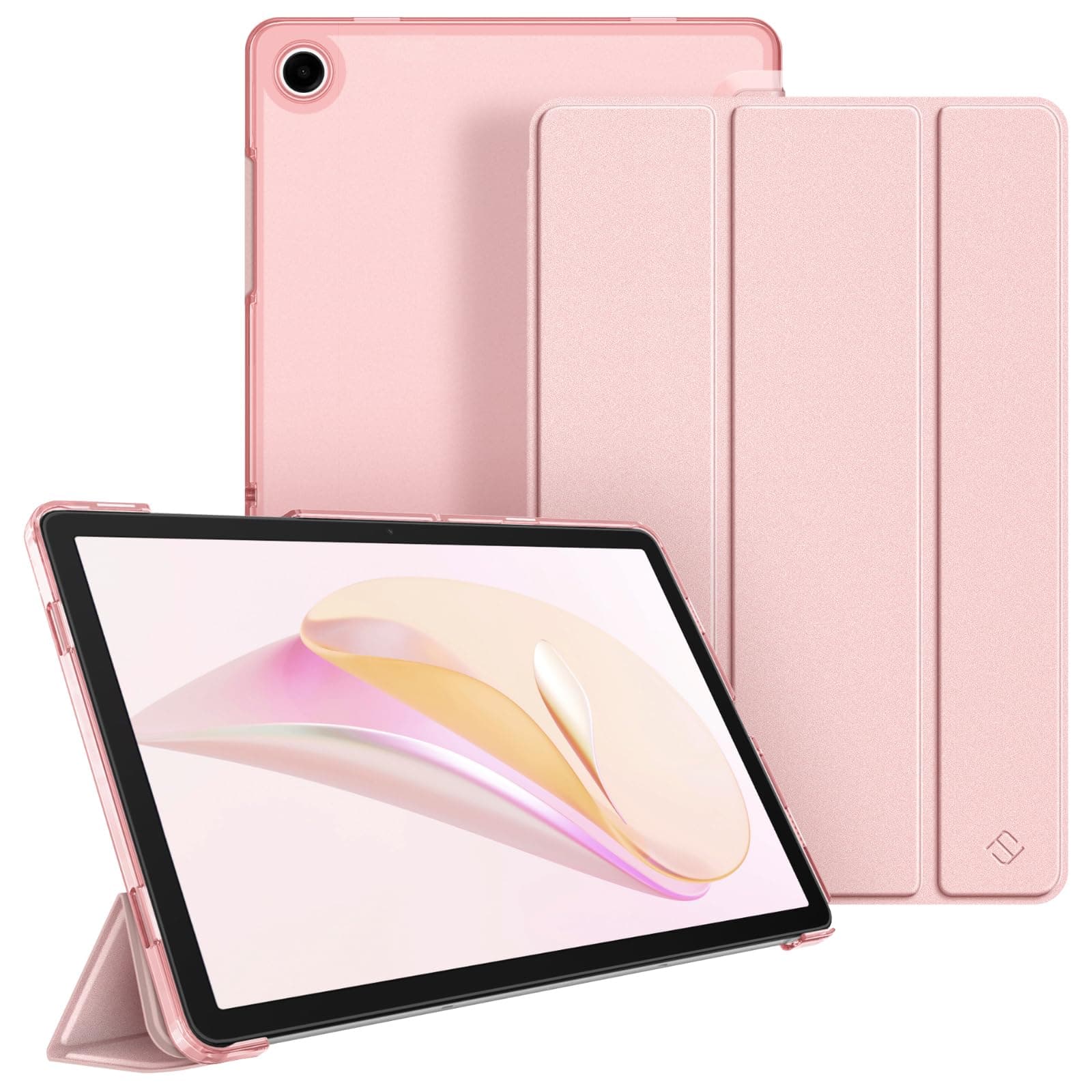Fintie Hülle für Samsung Galaxy Tab A11+ Plus 11" 2025 / Tab A9+ Plus 11 Zoll 2023 Tablet, Ultradünn Schutzhülle mit Translucent Rückseite Cover, Roségold