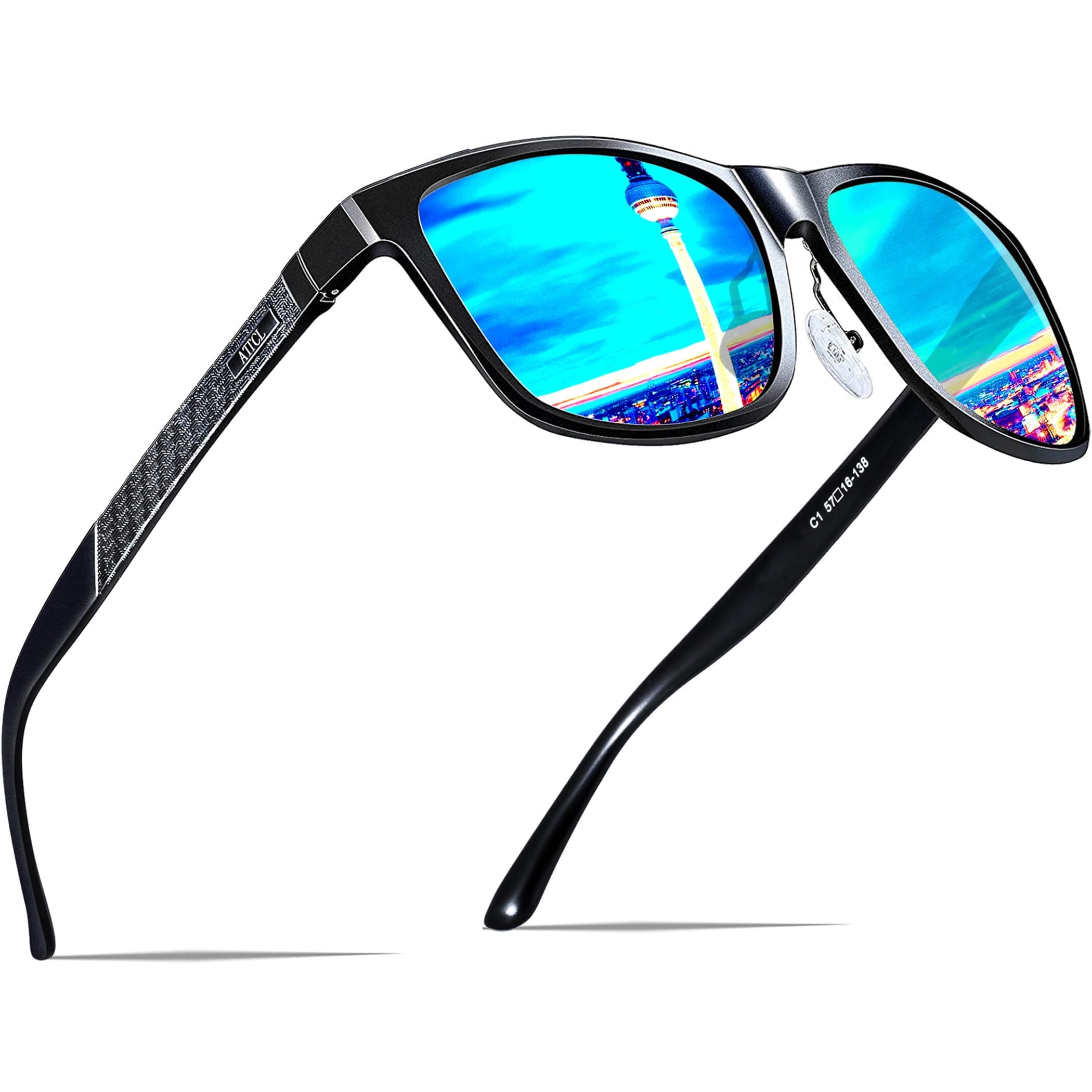 ATTCL Hombre Gafas de sol Polarizado Al-Mg Metal Super Ligero Marco UV400 CAT 3 CE