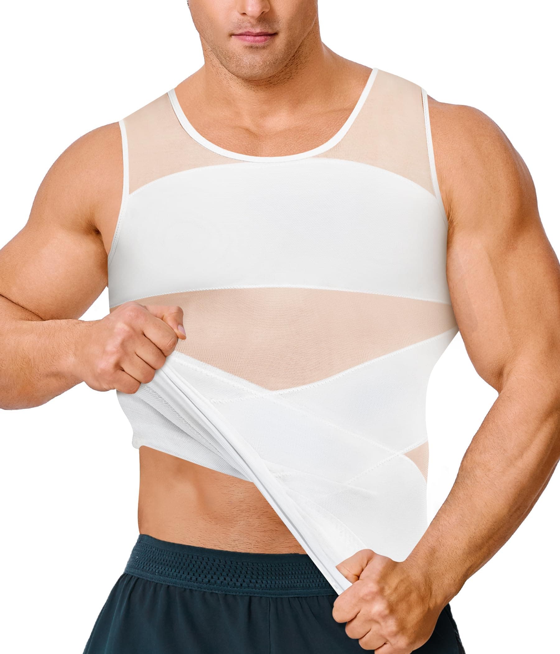 KUMAYES Debardeur Amincissant Sculptant Homme Gaine Ventre Plat T Shirt Minceur Invisible Gilet de Compression Body Gainant