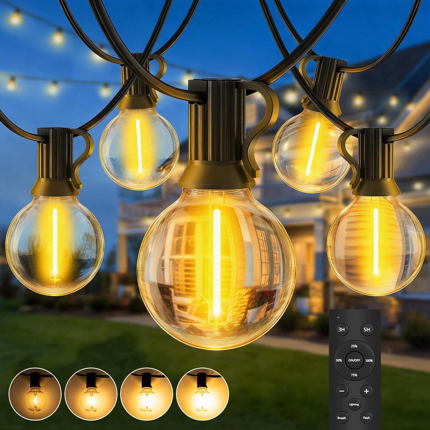 SAEIHGAE Guirnaldas Luces Exterior Jardin LED 20M 65ft G40 Bombillas LED Cadena de Luz Guirnaldas Luminosas Exteriores IP44 Impermeable Outdoor Girnaldas Garden para Patio Fiesta Terraza