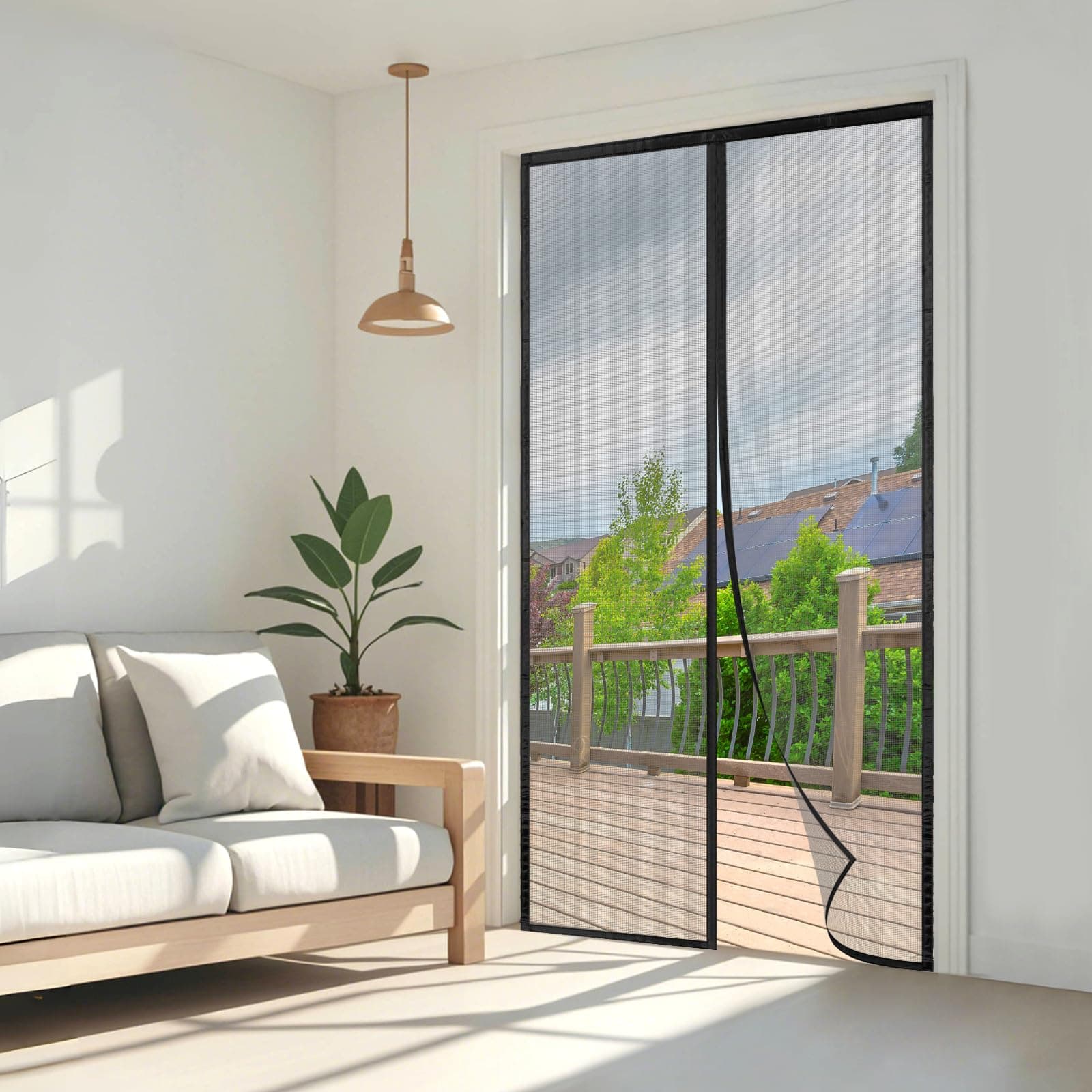 Wzlxcxxy Moustiquaire 195x215cm | Moustiquaire Porte Fenetre, Anti-Insectes, sans Perçage, Fermeture Automatique – Noir