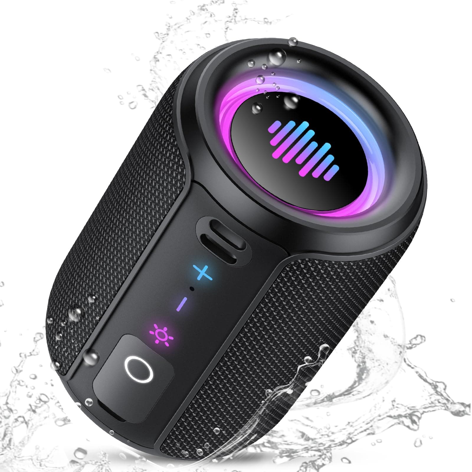 Cassa Bluetooth Portatile Potente 15W, Mini Altoparlante Bluetooth 5.4, IPX7 Impermeabile, Luci LED Colorate, Bassi Potenti, 12 Ore di Autonomia, Accoppiamento TWS, Speaker Bluetooth da Esterno Feste