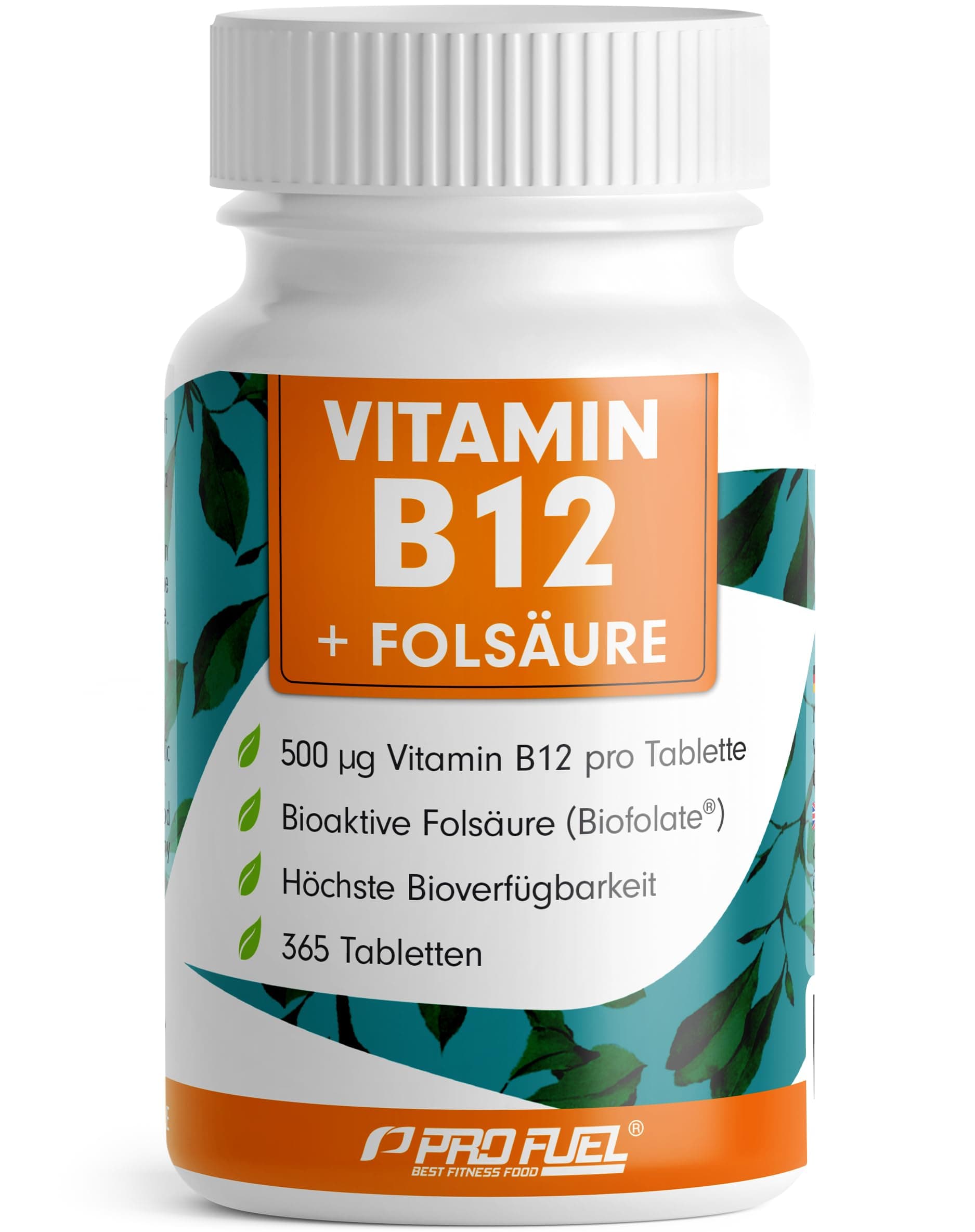 VITAMIN B12 hochdosiert - 365 Tabletten mit 500 µg Vit B12 + 200 µg Biofolate® Folsäure - Methylcobalamin, Adenosylcobalamin & Hydroxocobalamin Vitamin B12 - laborgeprüft mit Zertifikat - 100% vegan