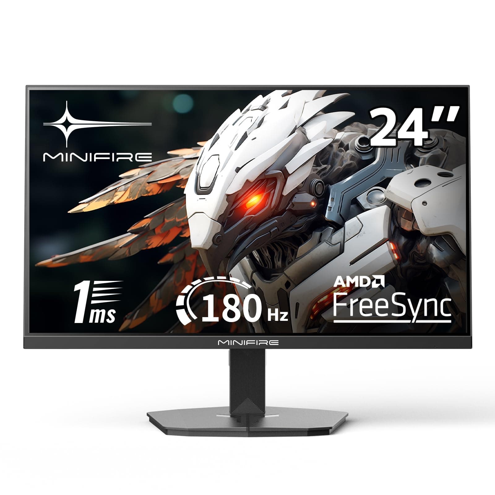 Minifire Écran Gaming 24 Pouces, 180 Hz, 1ms, Full HD(1920 x 1080) écran sans Cadre, Adpitive Sync, HDMI 1.4 & DP 1.2, 300Nits, sRGB 110%, Ultra-Thin Bezel, Adjustable Tilt - Noir （MFG24F4L）