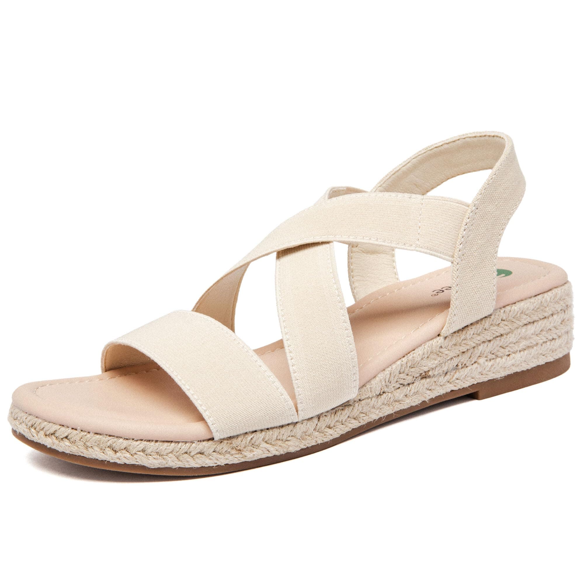 Ataiwee Sandales compensées à plateforme pour femmes,Sandales compensées espadrilles d'été décontractées avec bride de cheville élastique et bout ouvert