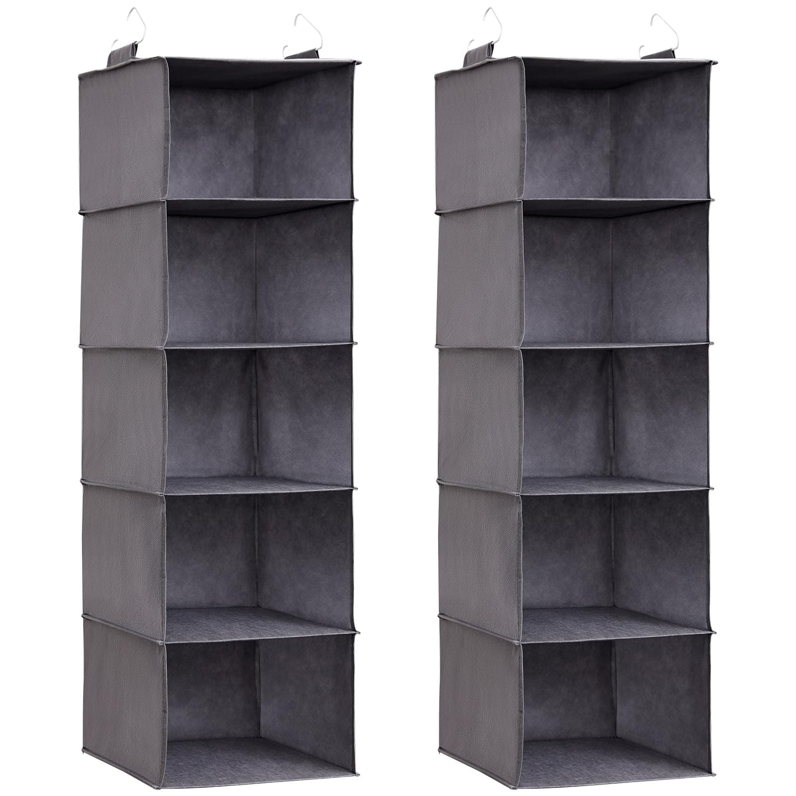 Lifewit Hängeregal, Schrank Organizer, Hängesystem Kleiderschrank, Hängeaufbewahrung aus Stoff, Ordnungssystem Kleiderschrank, Faltbar und Platzsparend mit Metallhaken, 2 Stück, Grau