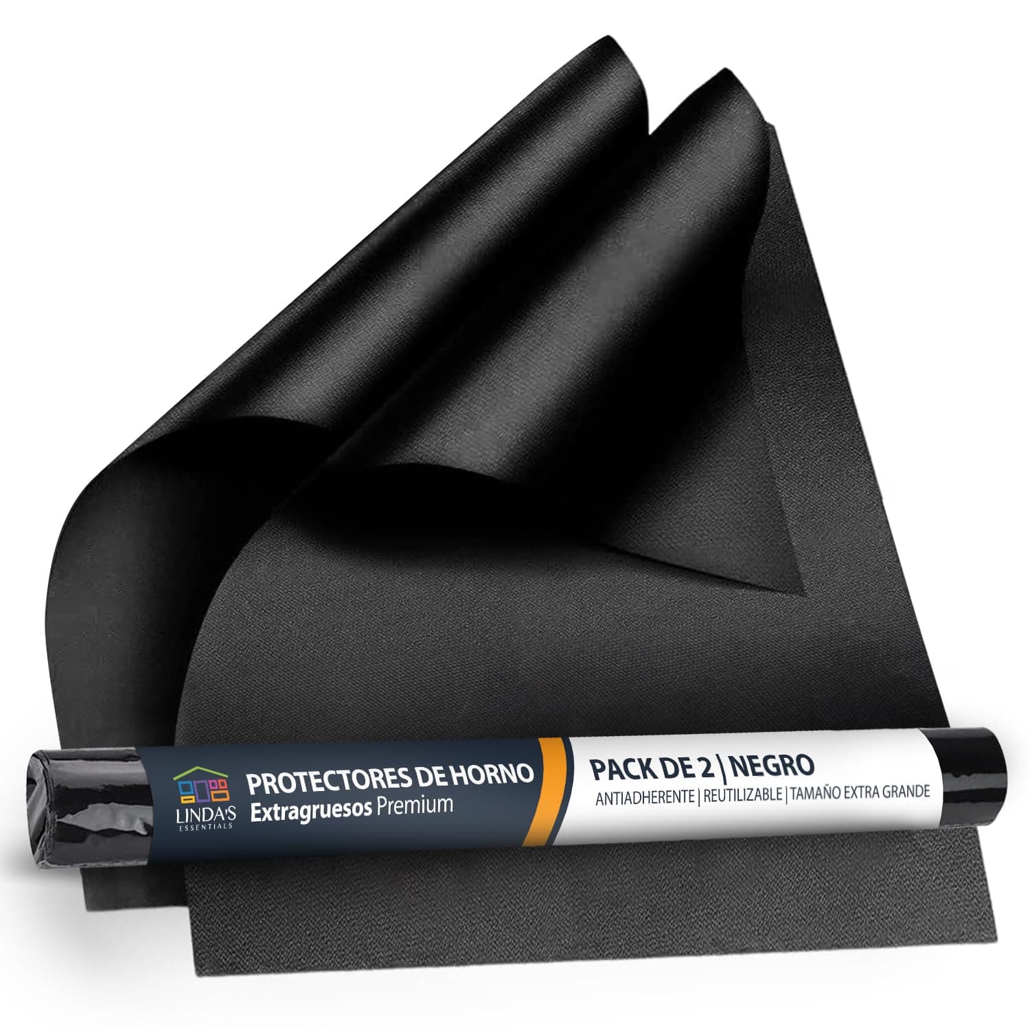 Linda's Essentials Protector Horno Interior (2 Unidades) – Alfombrilla Horno Reutilizable 32x50 cm, Protector de Horno Antiadherente, Revestimiento Horno Universal, Fácil de Limpiar – Negro