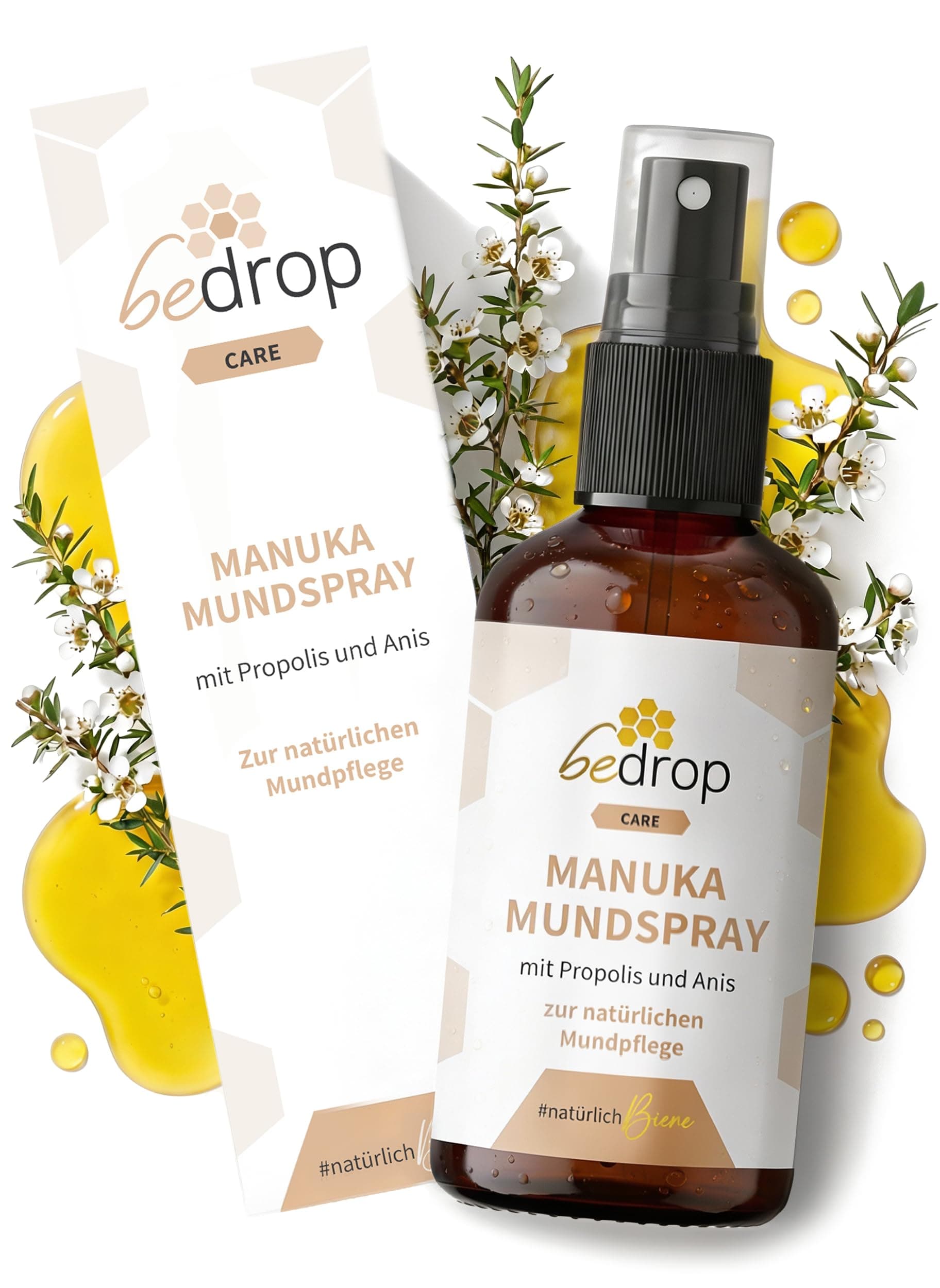 bedrop Manuka Propolis Halsspray/Mundspray I Propolis, Anis und echter Manuka-Honig MGO 500+ I Deutsche Herstellung I 30ml