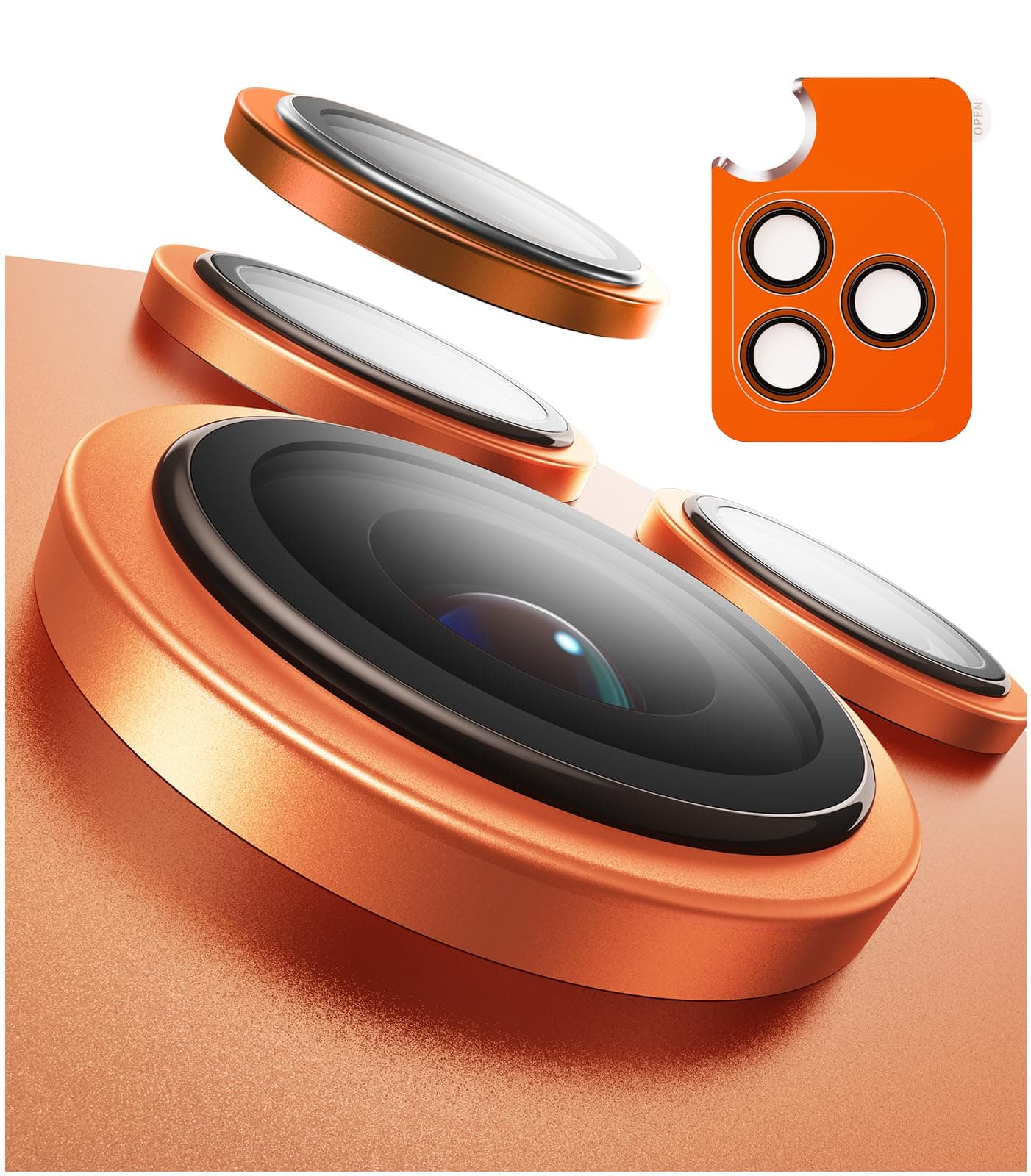 TORRAS für iPhone 17 Pro/iPhone 17 Pro Max Kameraschutz [Nr.1 Militärtaugliche Bruchsicherheit] Kratzfest & HD-Klare Kamera schutz für iPhone 17 Pro/17 Pro Max,9H+ Härte & Einfache Montage,Orange