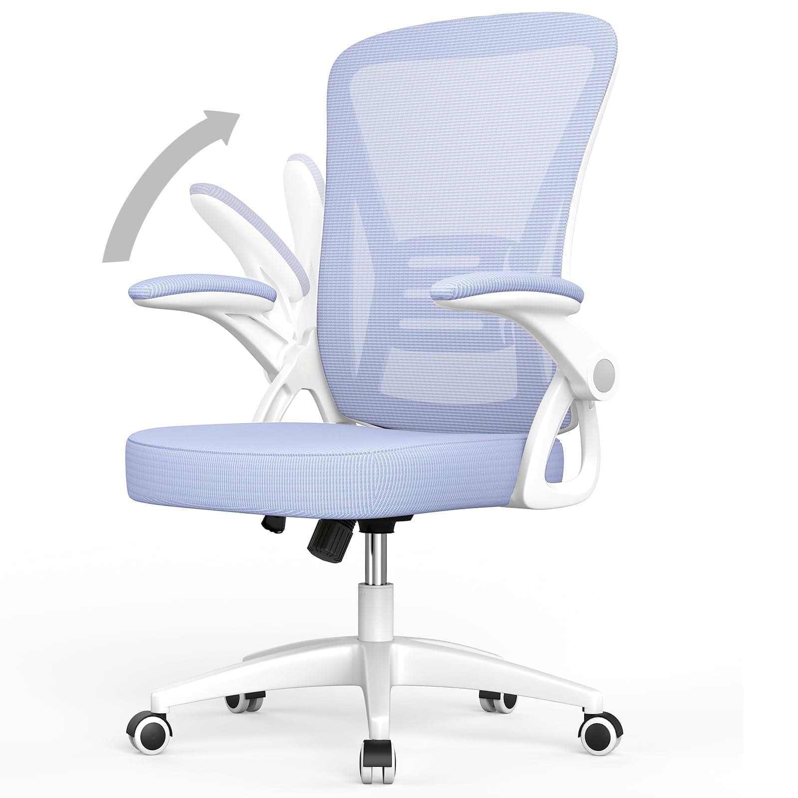 naspaluro Silla de Oficina, Silla de Escritorio Ergonómica, Altura Ajustable, Silla de Giratoria para Ordenador con Respaldo Transpirable y Reposabrazos Plegables, para la Oficina en Casa Púrpura