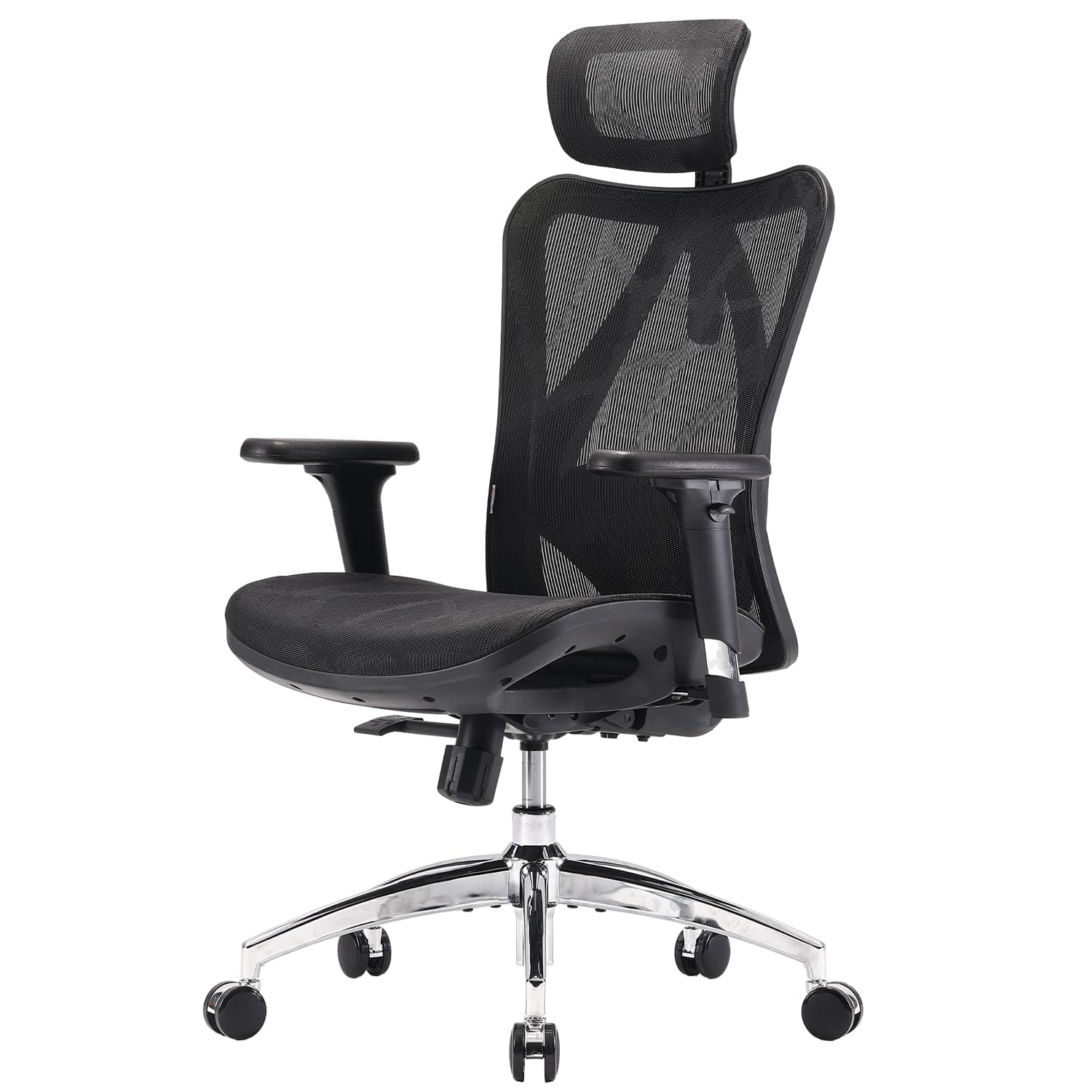 SIHOO Chaise de Bureau Ergonomique pour Ordinateur avec appuie-tête réglable, Dossier et accoudoirs en Maille Noir Mesh Chiar