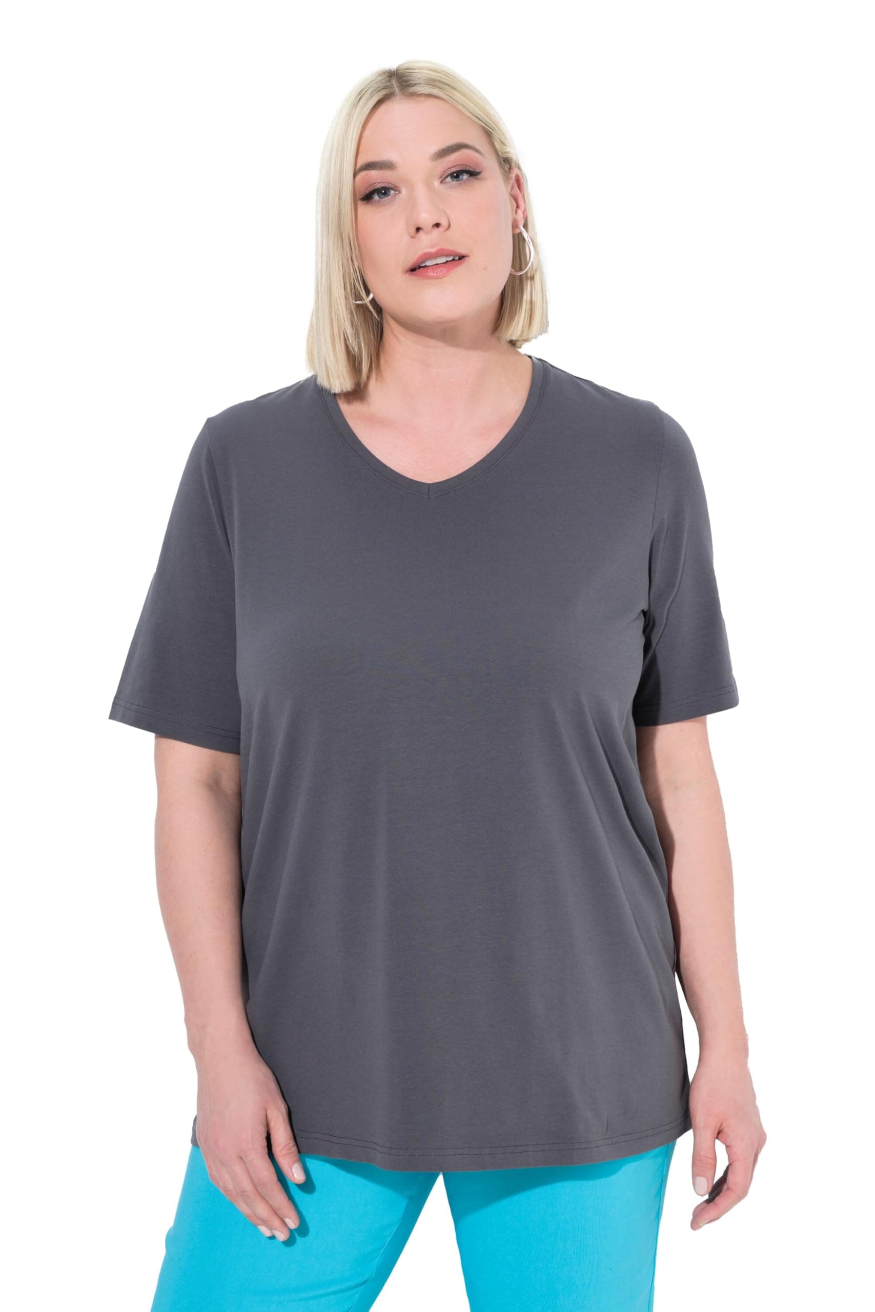 Ulla Popken Damen große Größen Übergrößen Plus Size 7/8-Cargohose, Krempelriegel, Komfortbund 720673