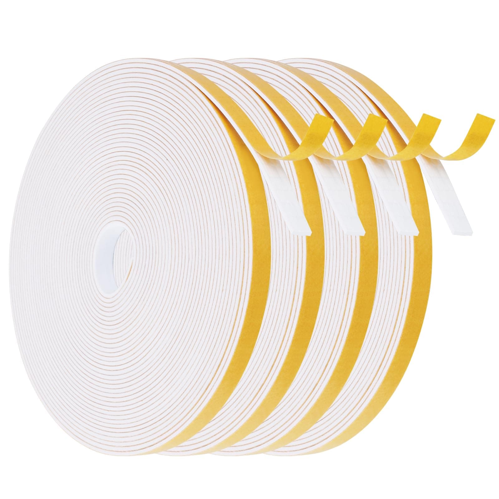 flintronic Nastro Autoadesivo in Schiuma, 10x6 mm 20m Guarnizione in Gomma per Porte e Finestre, Guarnizione per Porta Insonorizzata Antipioggia, Striscia di Tenuta per Aria Condizionata(Bianco)